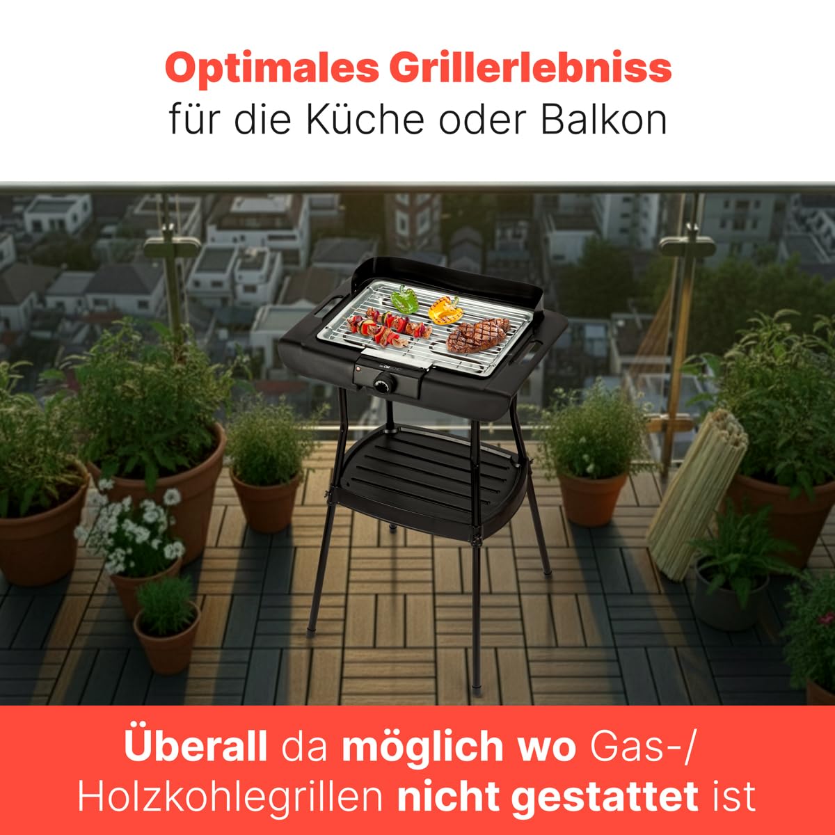 Clatronic® Stand- und Tischgrill | für innen und außen, BQS 3842
