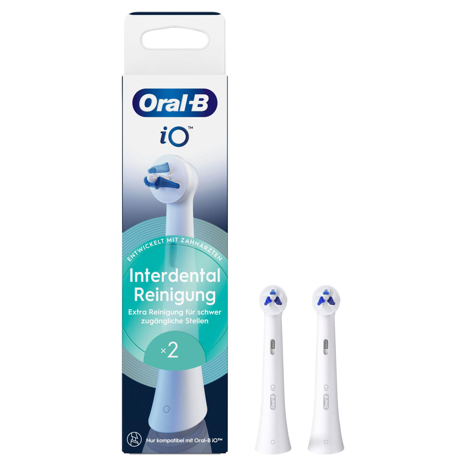 Oral-B iO Interdental Reinigung, Original Aufsteckbürsten, Weiß, 2er