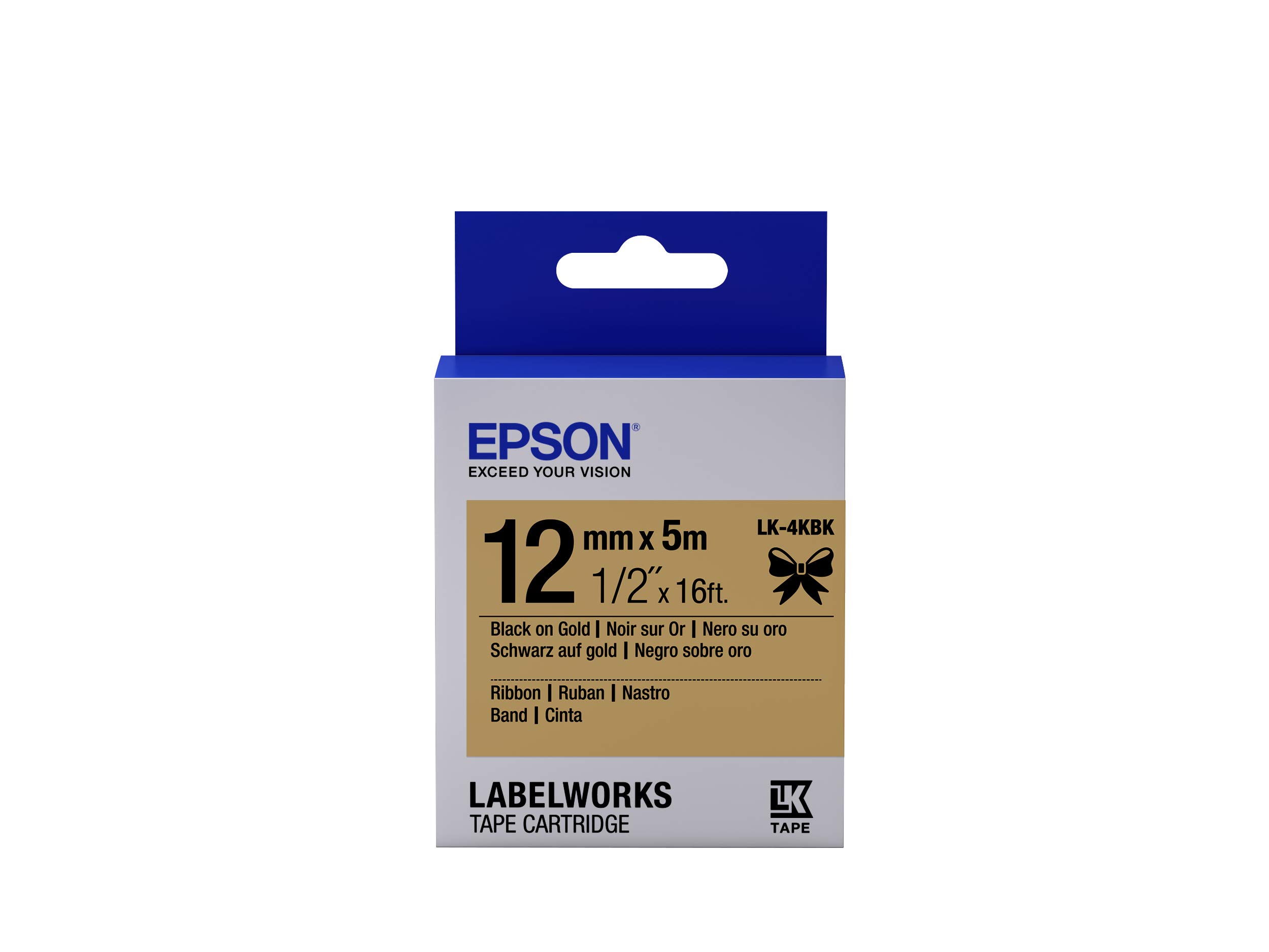 Epson LK-4KBK C53S654001, Satinband, Schwarz/Gold, 5m Schriftband