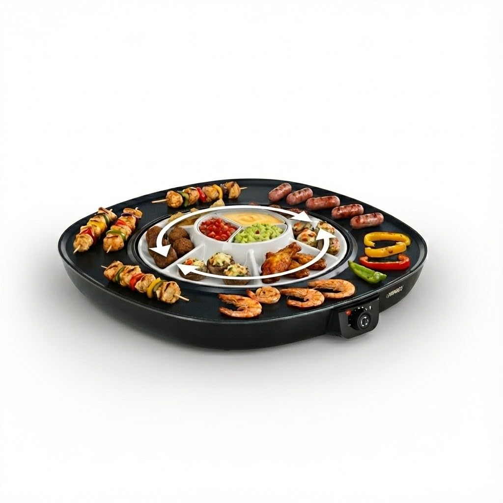 Chef Pirouette Elektro-Plancha mit Drehtablett – 45 x 45 cm Kochfläche