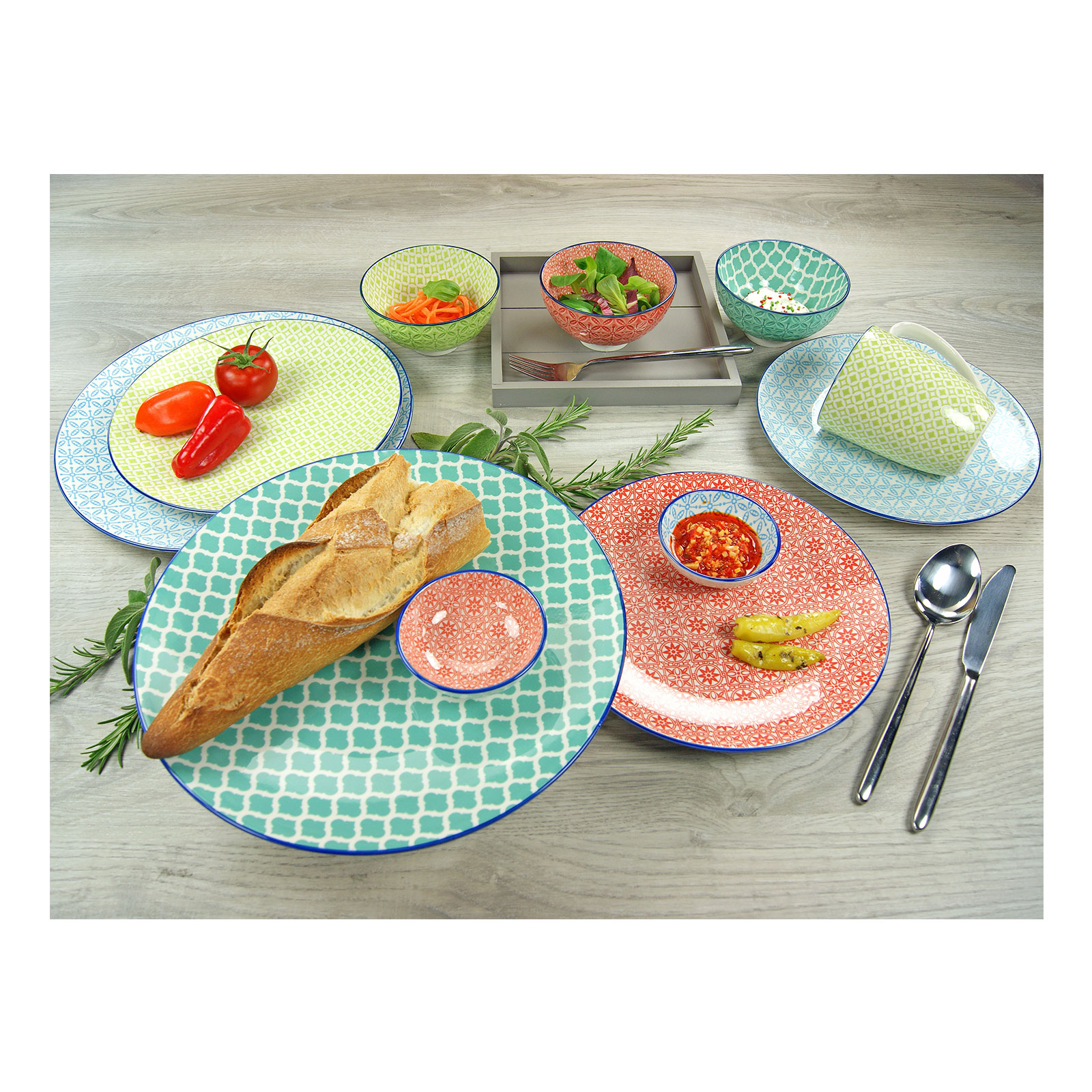 Creatable, 17362, Serie Mediterran, Geschirrset Kombiservice 16 teilig