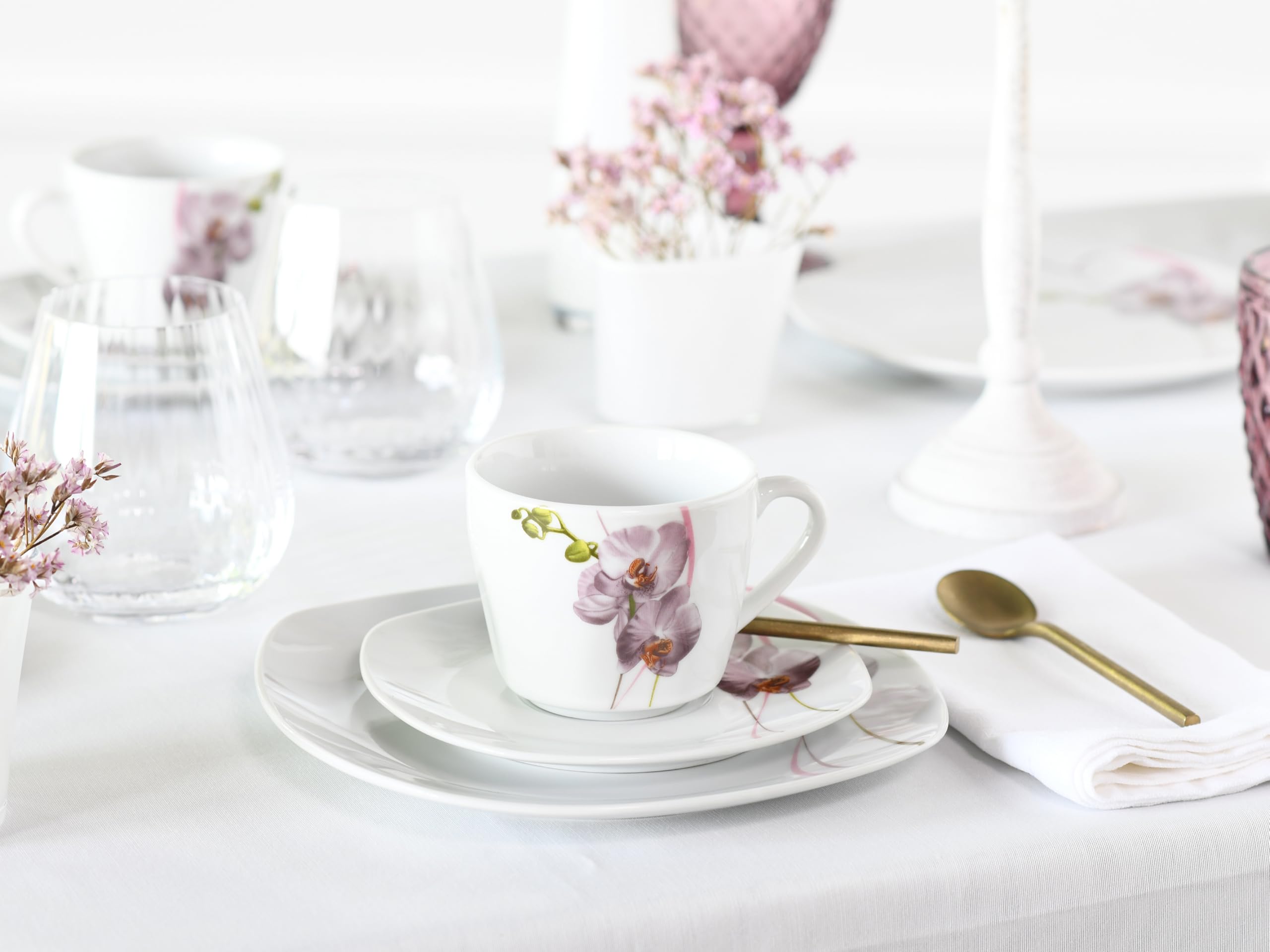 CreaTable, 24024, Serie Square Orchidee, 18-teiliges Geschirrset für 6 Personen