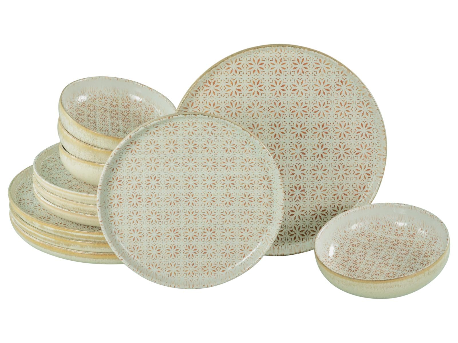 CreaTable, 24088, Serie Uno Emiliana Rot, 12-teiliges Geschirrset für 4 Personen