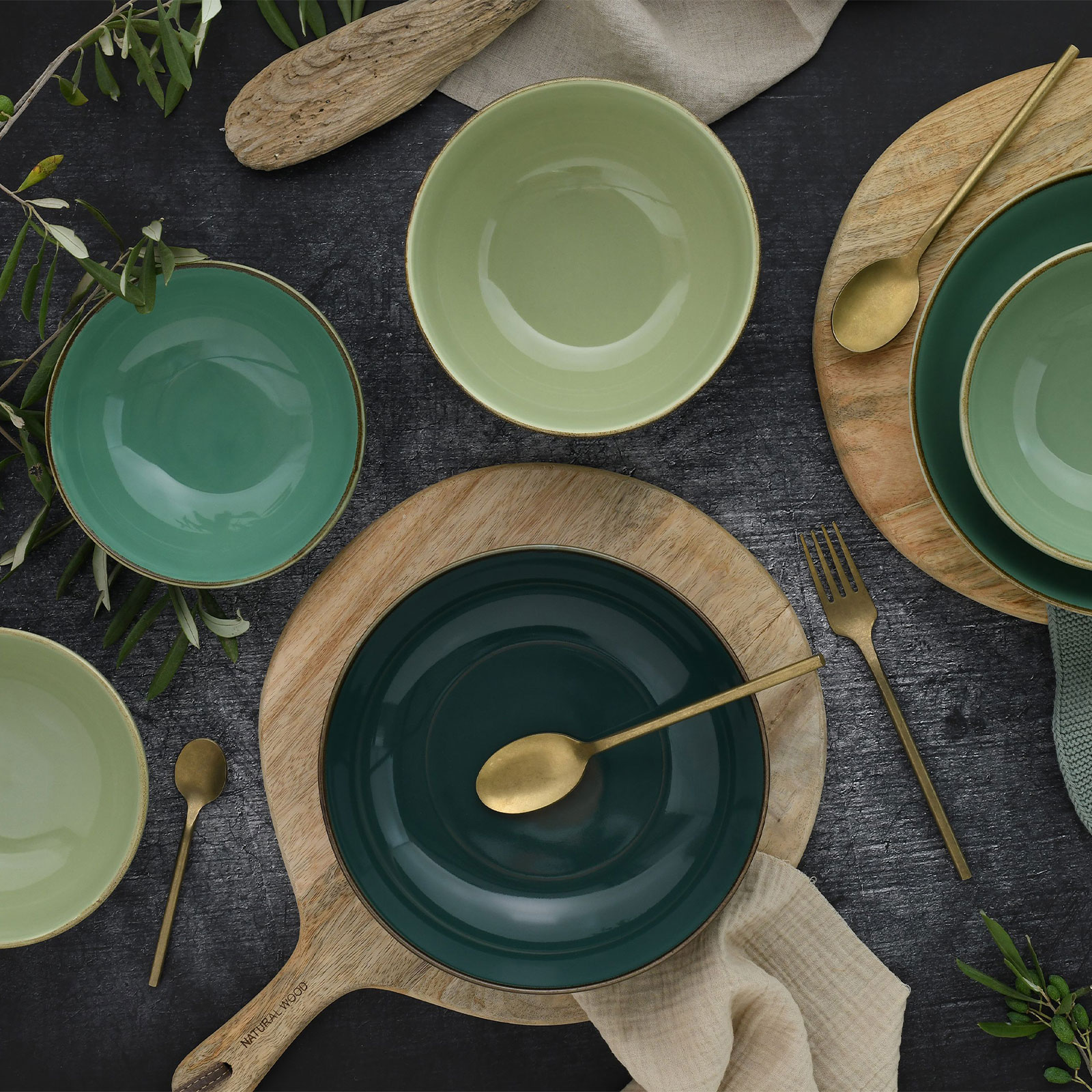 CreaTable 24224 Nature Collection Green Life, Bowl Set 12-teilig