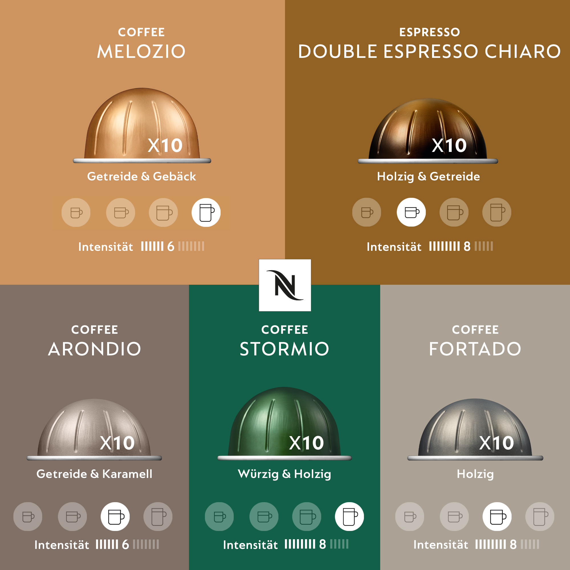 NESPRESSO VERTUO, Auswahl an Signature Kaffee (230ml), Gran Lungo (150ml) und Double Espresso (80ml), mittlere bis dunkle Röstungen, 50 Kaffeekapseln