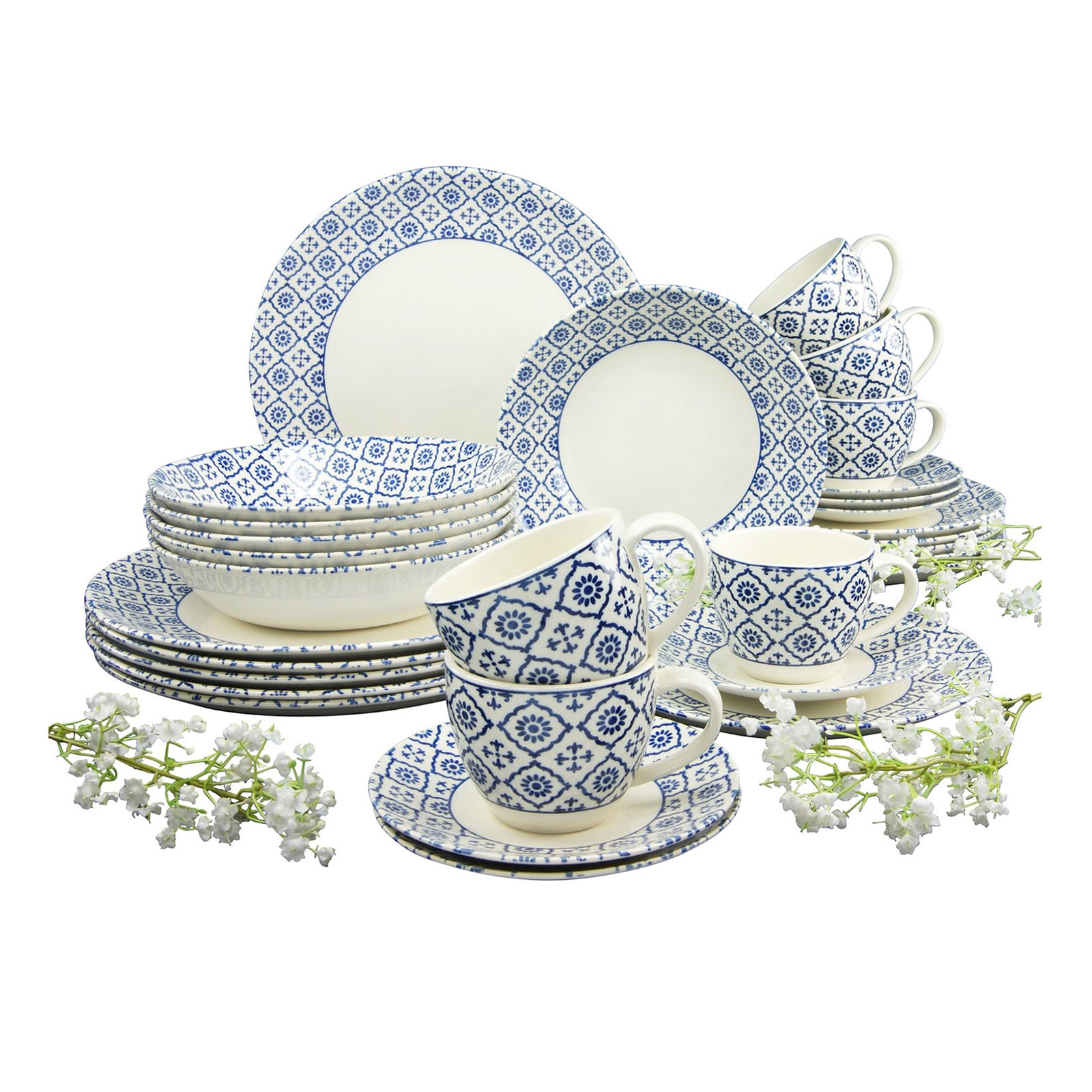 CreaTable, 19517, Oriental Blue, Kombiservice 30 teilig