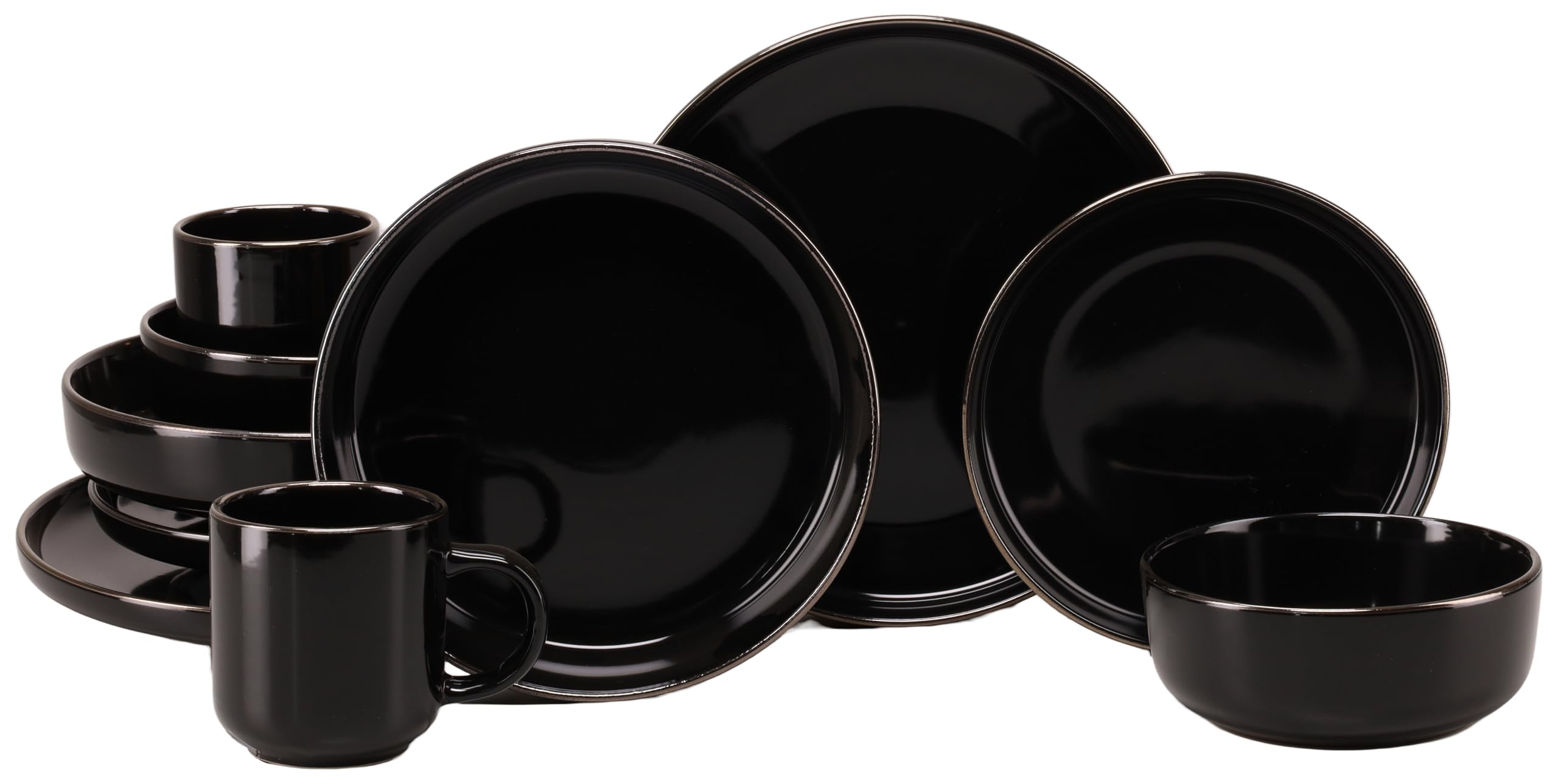 CreaTable 24782 Kombiservice Serie Nordic Festive Schwarz 10-tlg. 2 Personen