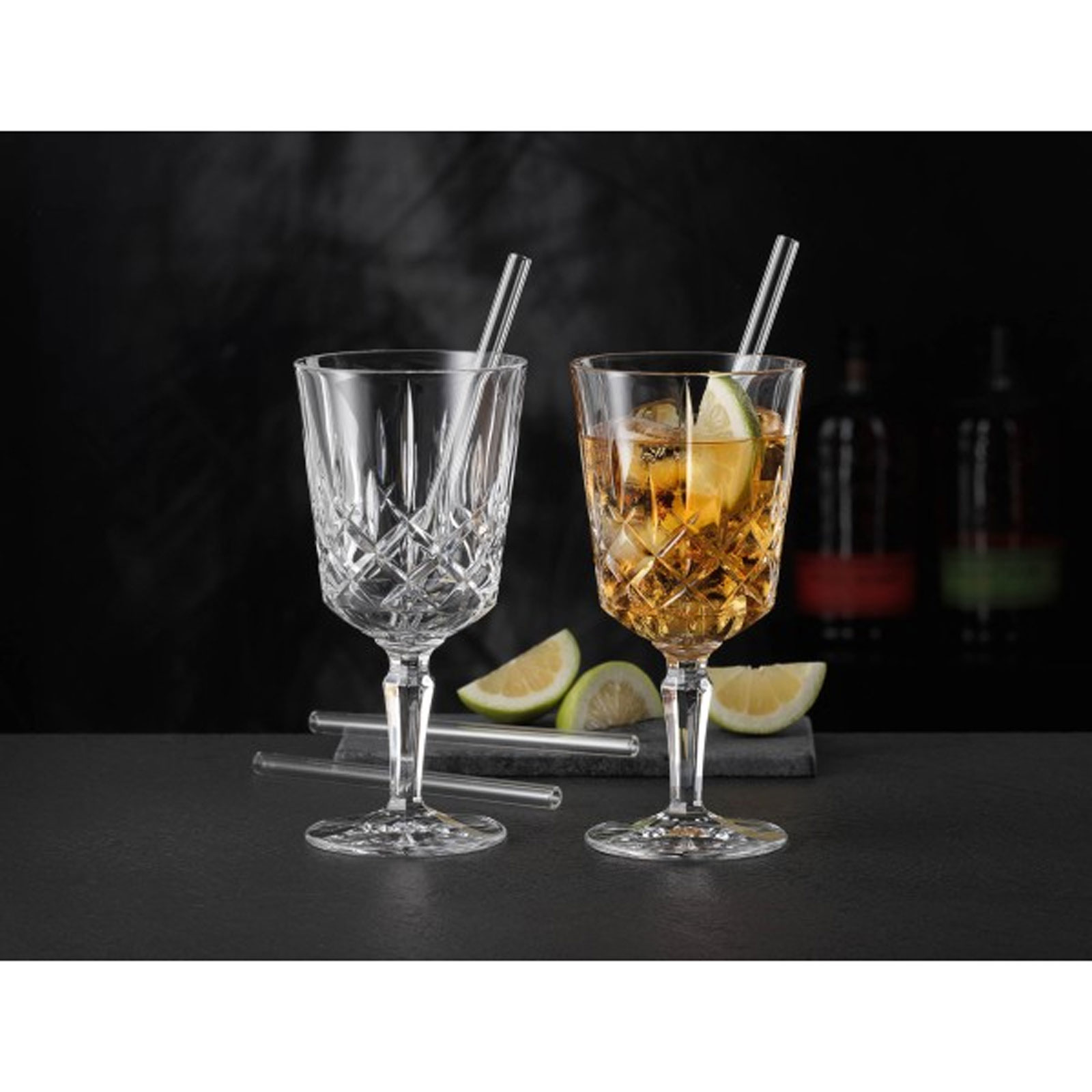 Nachtmann Noblesse Cocktail/Weinglas Set 2 + 4 Glastrinkhalme 