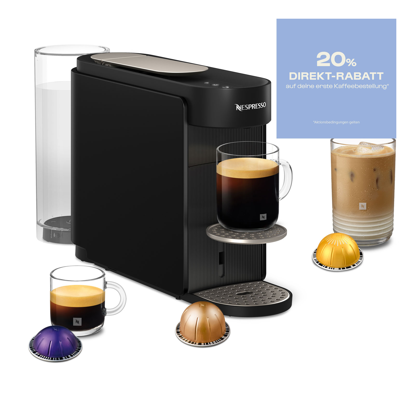 Nespresso Krups VERTUO Up Kaffeekapselmaschine Kapselmaschine Ink Black, XN9408
