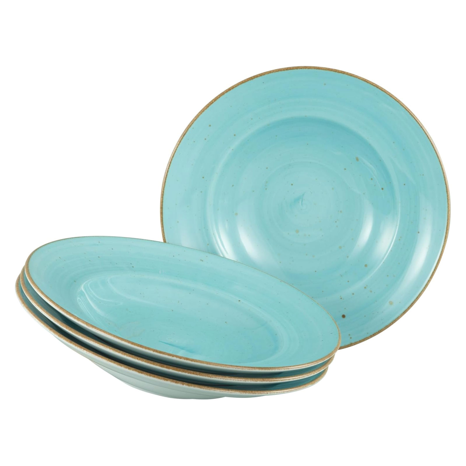 CreaTable, 34046, Serie Vintage Nature Aqua, 4-teiliges Geschirrset, Pastateller aus Porzellan, spülmaschinen- und mikrowellengeeignet, Made in Europe