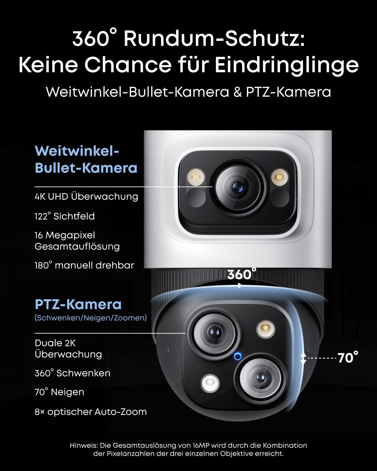 eufy PoE NVR Security System S4, 2× Bullet-PTZ-Kameras, 2X Turrent-Kameras