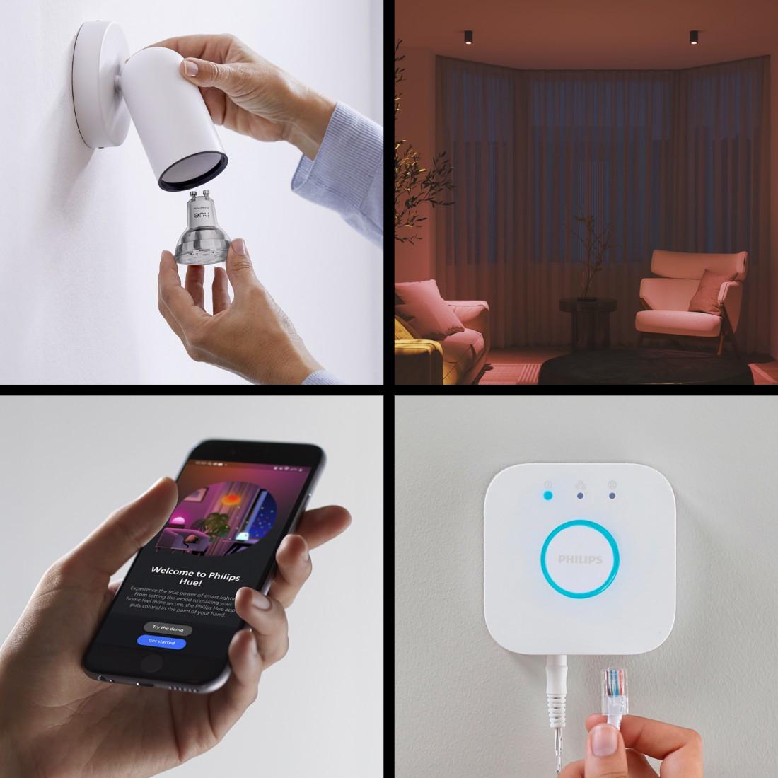 Philips Hue Starter Set "Essential White & Color Ambiance" LED, 3er-Pa+Bridge