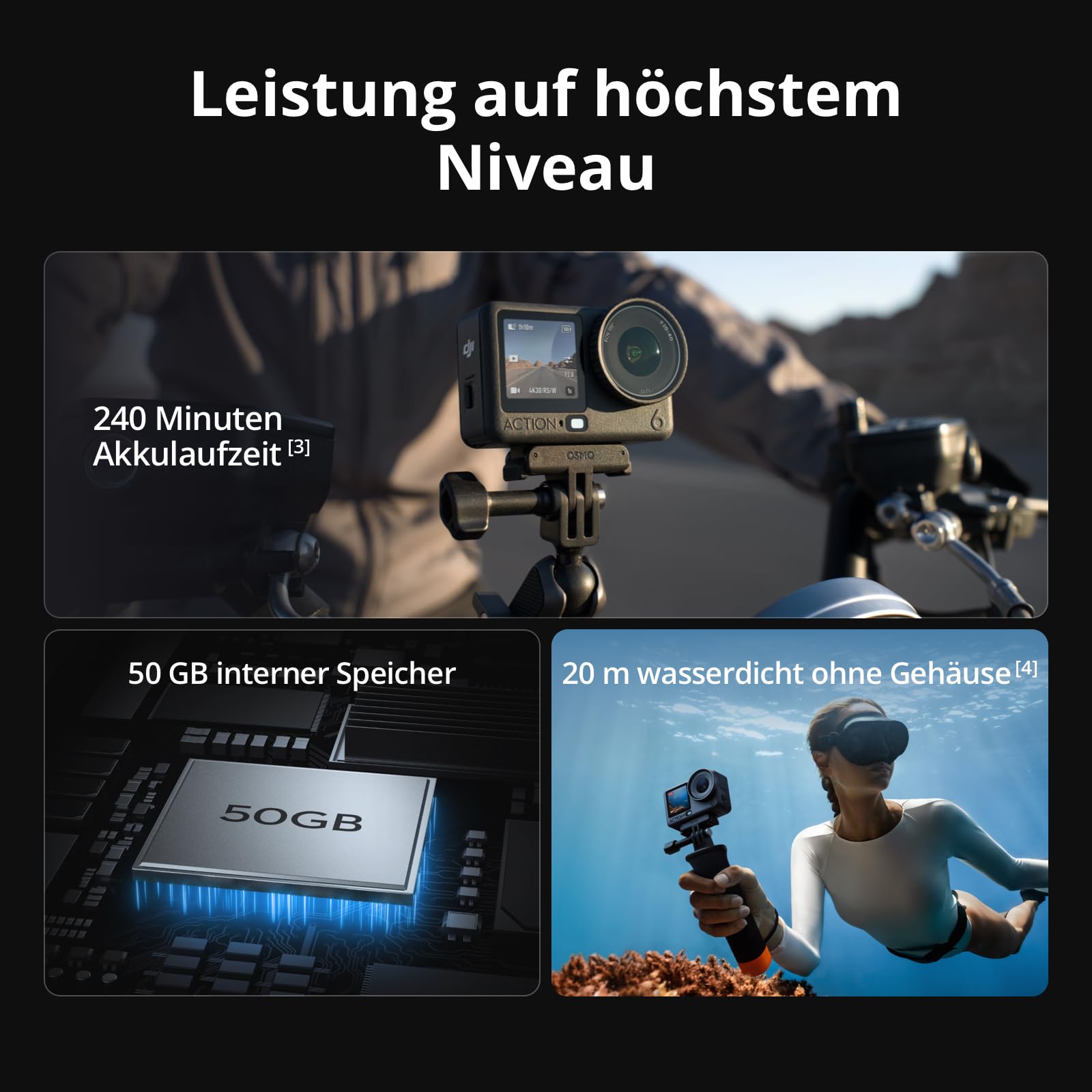 DJI Osmo Action 6 Standard-Combo, Action-Cam mit 1/1,1″
