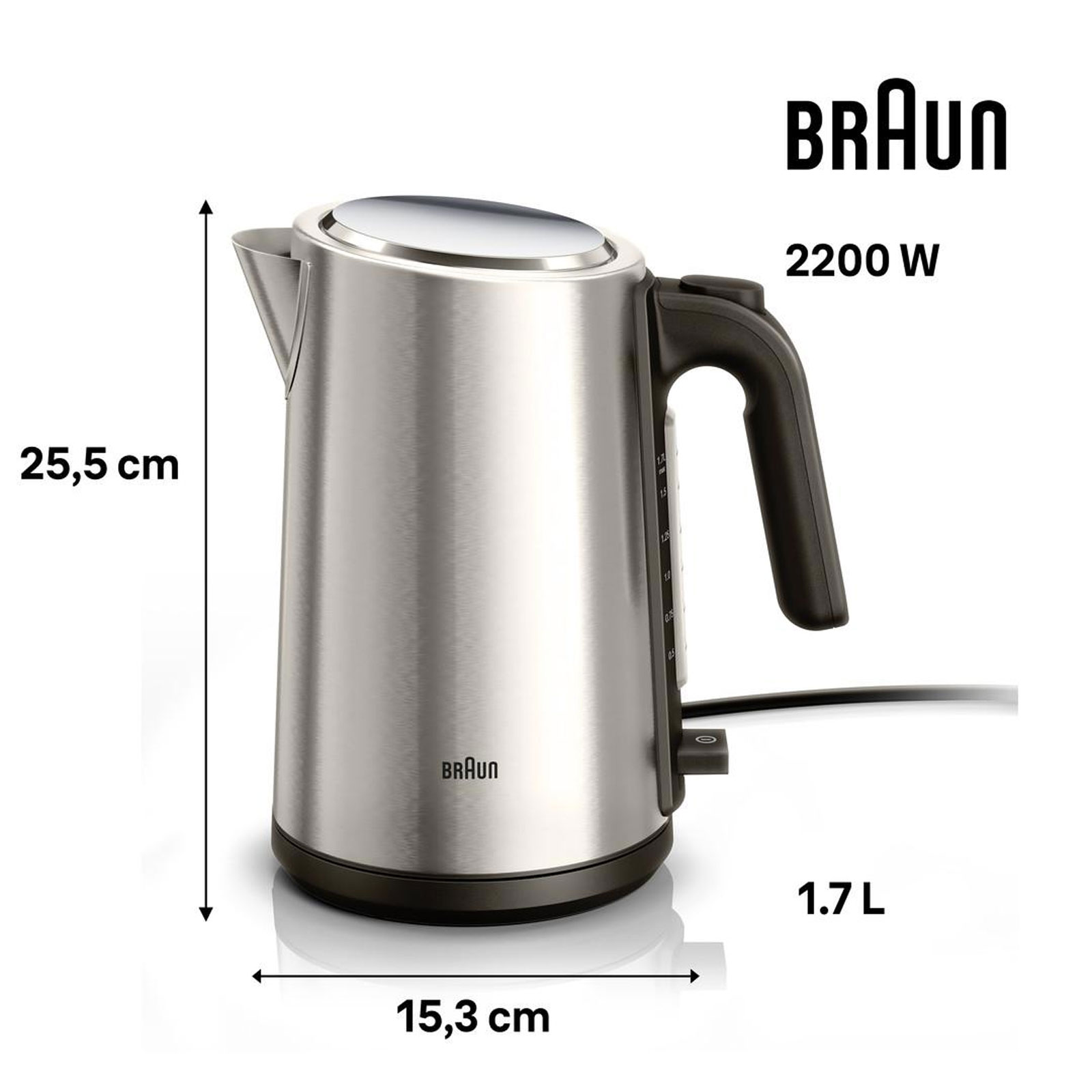 BRAUN WK 5205 BK Identity ED/SW Wasserkocher Edelstahl 1,7 Liter 2.200 Watt