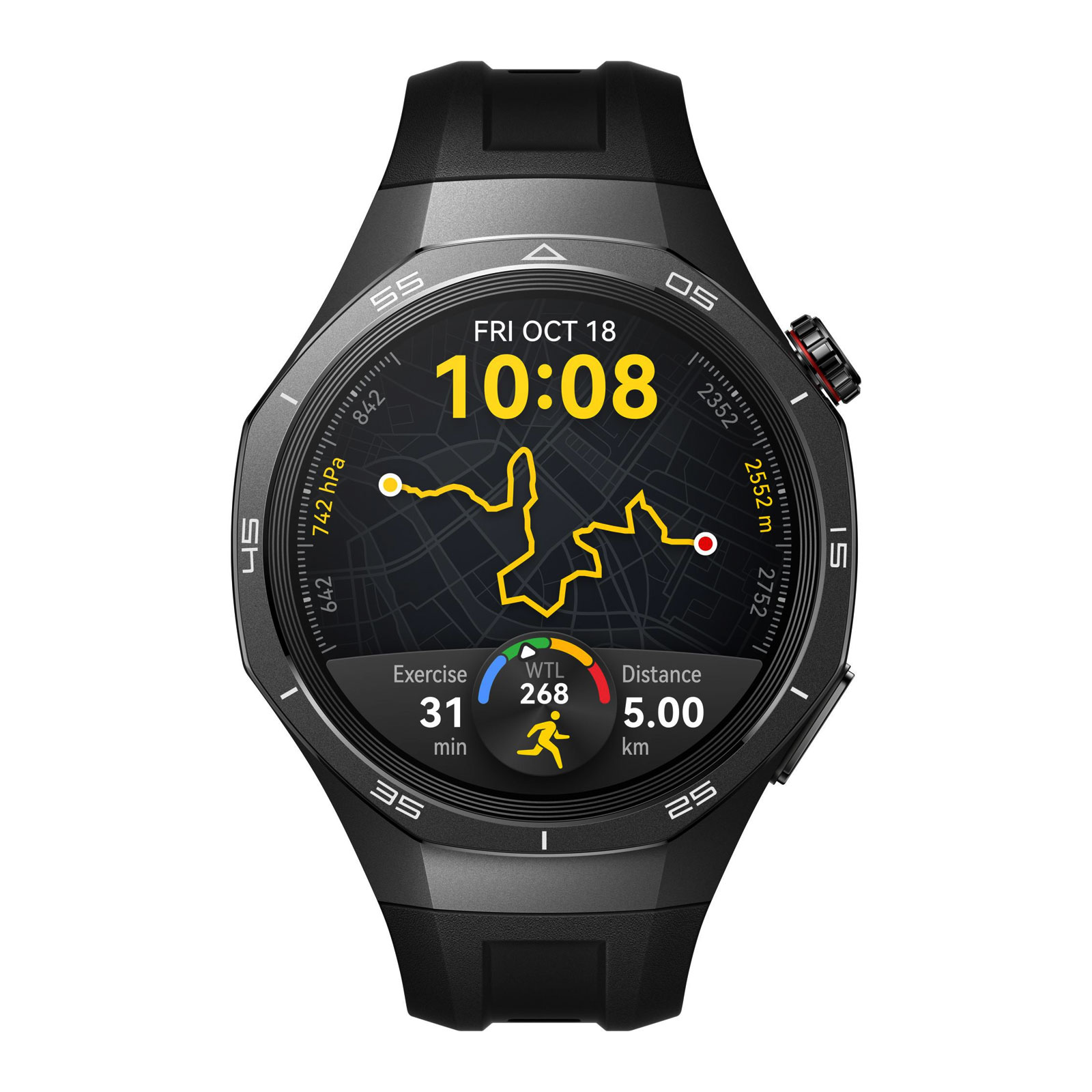 Huawei WATCH GT 5 Pro 46mm Titanbeschichtetes Edelstahlgehäuse mit schwarzem Fluorelastomer-Armband Smartwatch