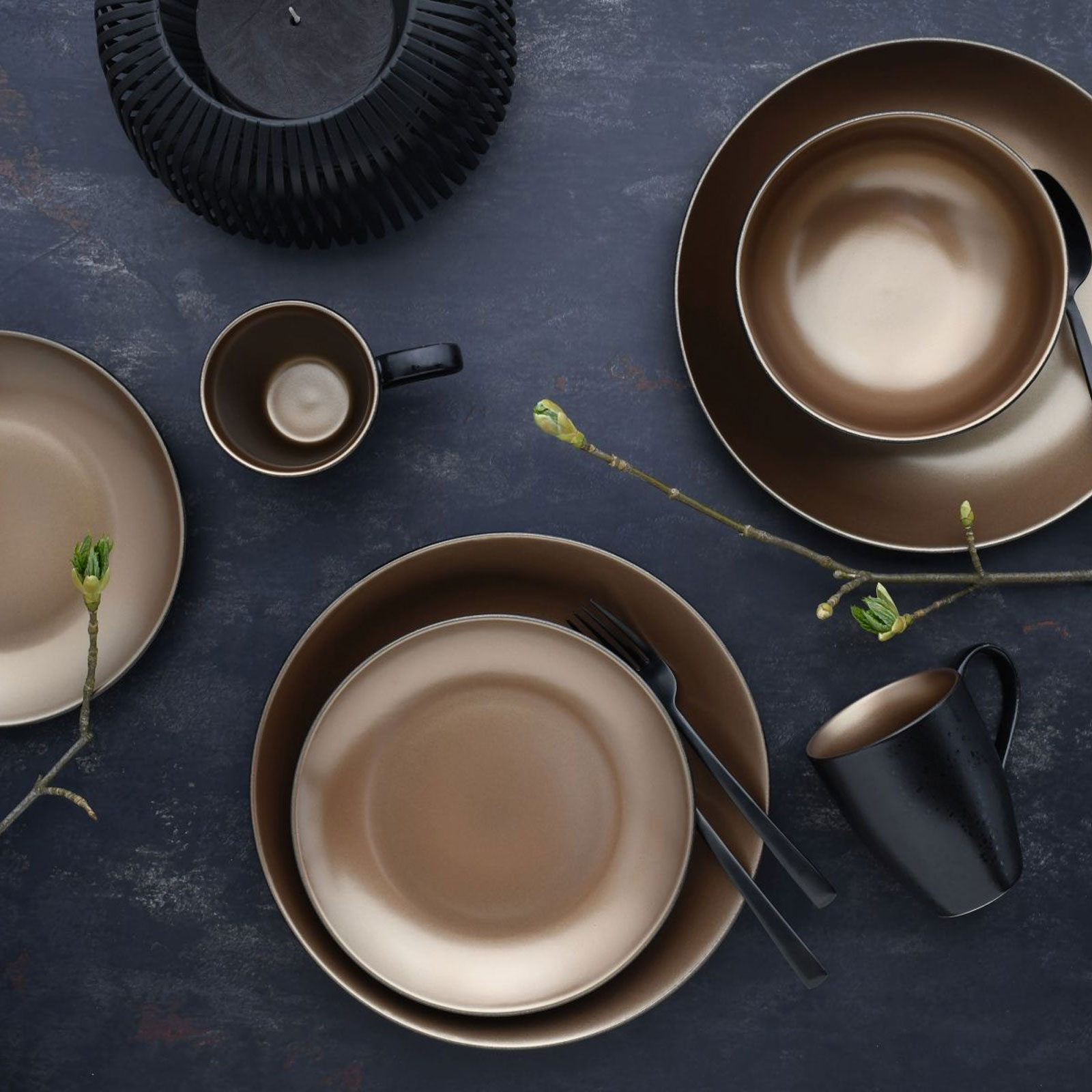 CreaTable, 23598, Serie GLAMOUR - Gold, Geschirrset, Kombiservice 16 teilig