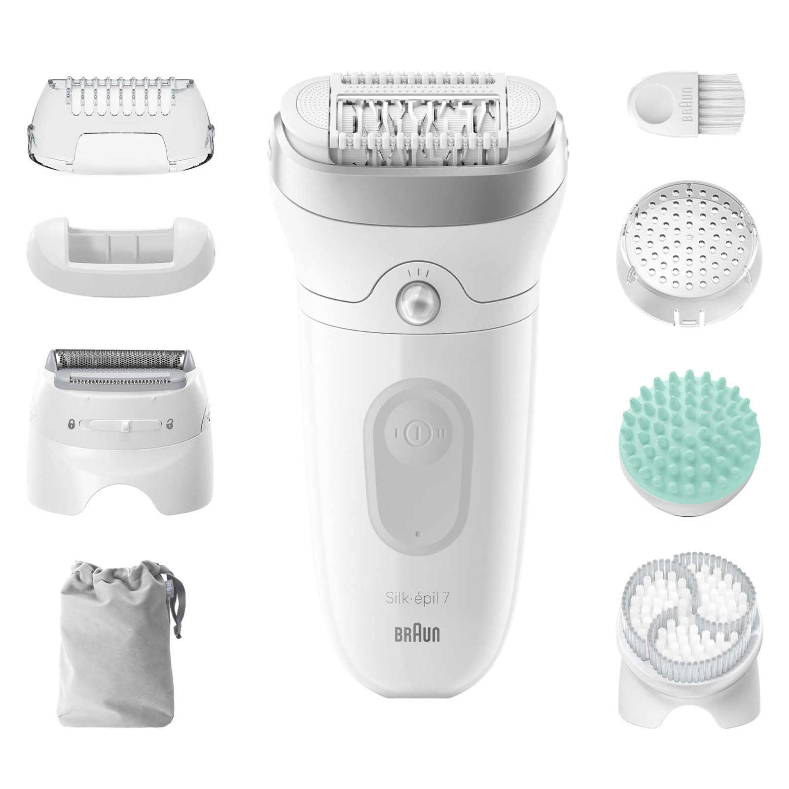 Braun Epilierer Silk-épil 7 SkinSpa 7-081 (SkinSpa All-In-One Set für glatte Haut von Kopf bis Fuß, Massageaufsatz, Peelingbürste, Rasieraufsatz, Trimmeraufsatz, Wet&;Dry-Anwendung, Smartlight-Funktion, Made in Germany)