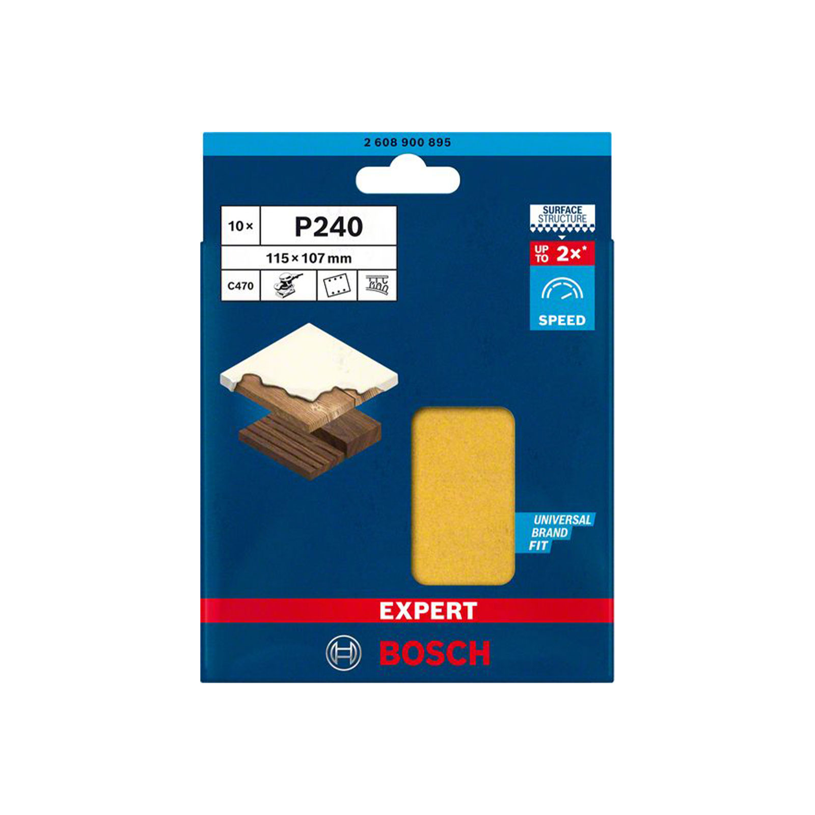 Bosch Professional Expert C470 Schleifpap., 6 Loecher fuer Schw.schl., 115 x 107 mm, G 240, 10-tlg.