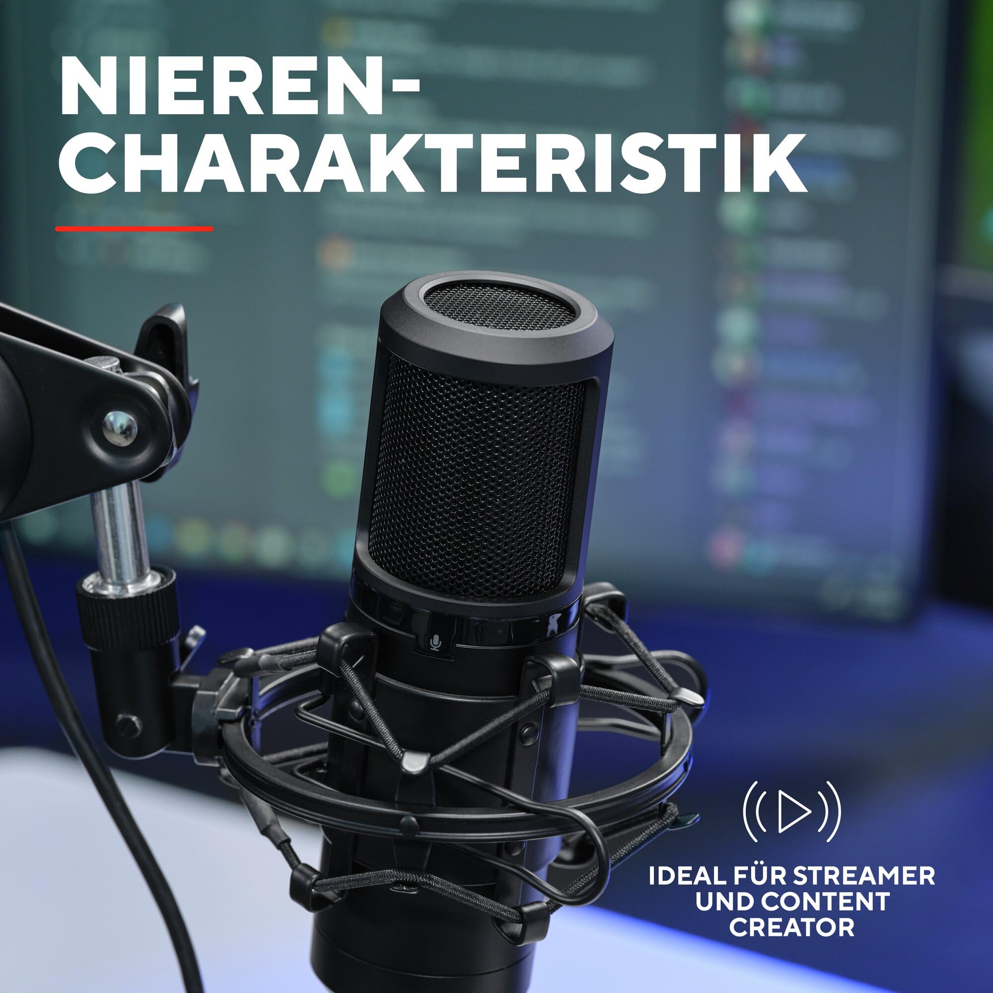 GXTrust 270 Emita II+ Mikrofon mit Arm, Windfilter und Popfilter