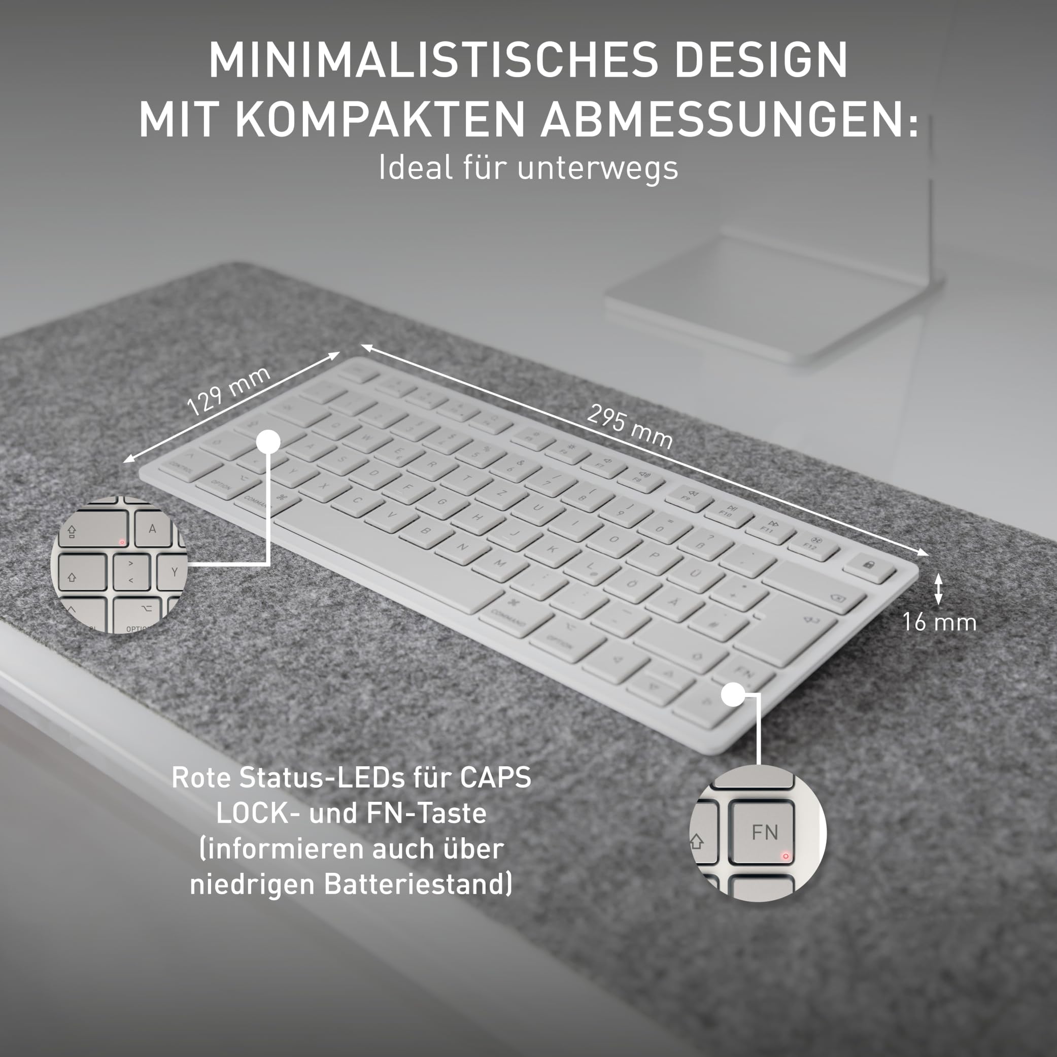 CHERRY KW 7100 Mini BT for MAC, Kompakte Mac-Tastatur mit 3 Bluetooth-Kanälen