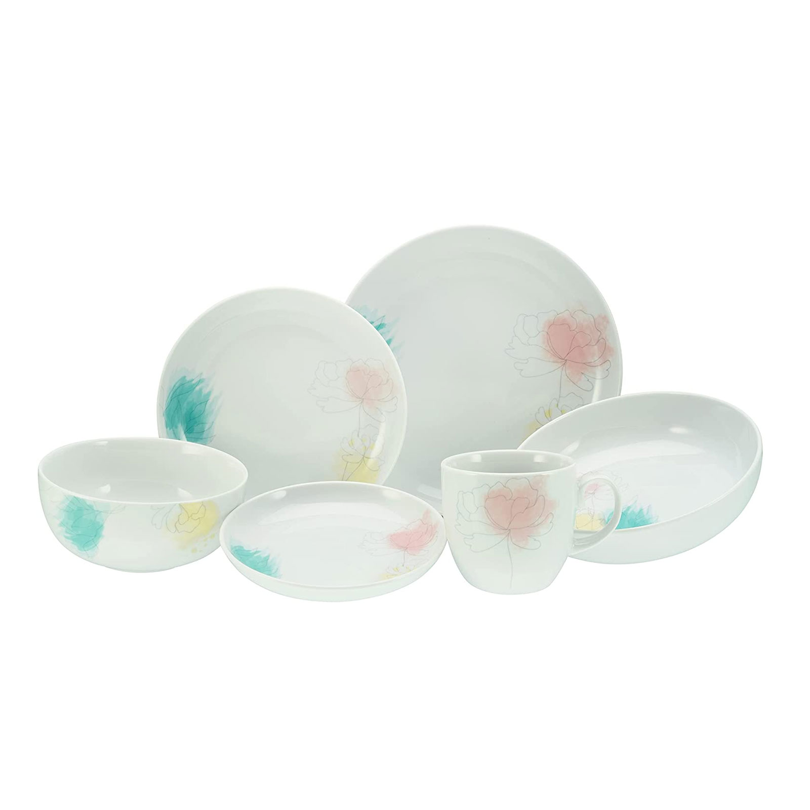 CreaTable, 23604, Serie PASTELL FLOWERS, Geschirrset, Kombiservice 10 teilig