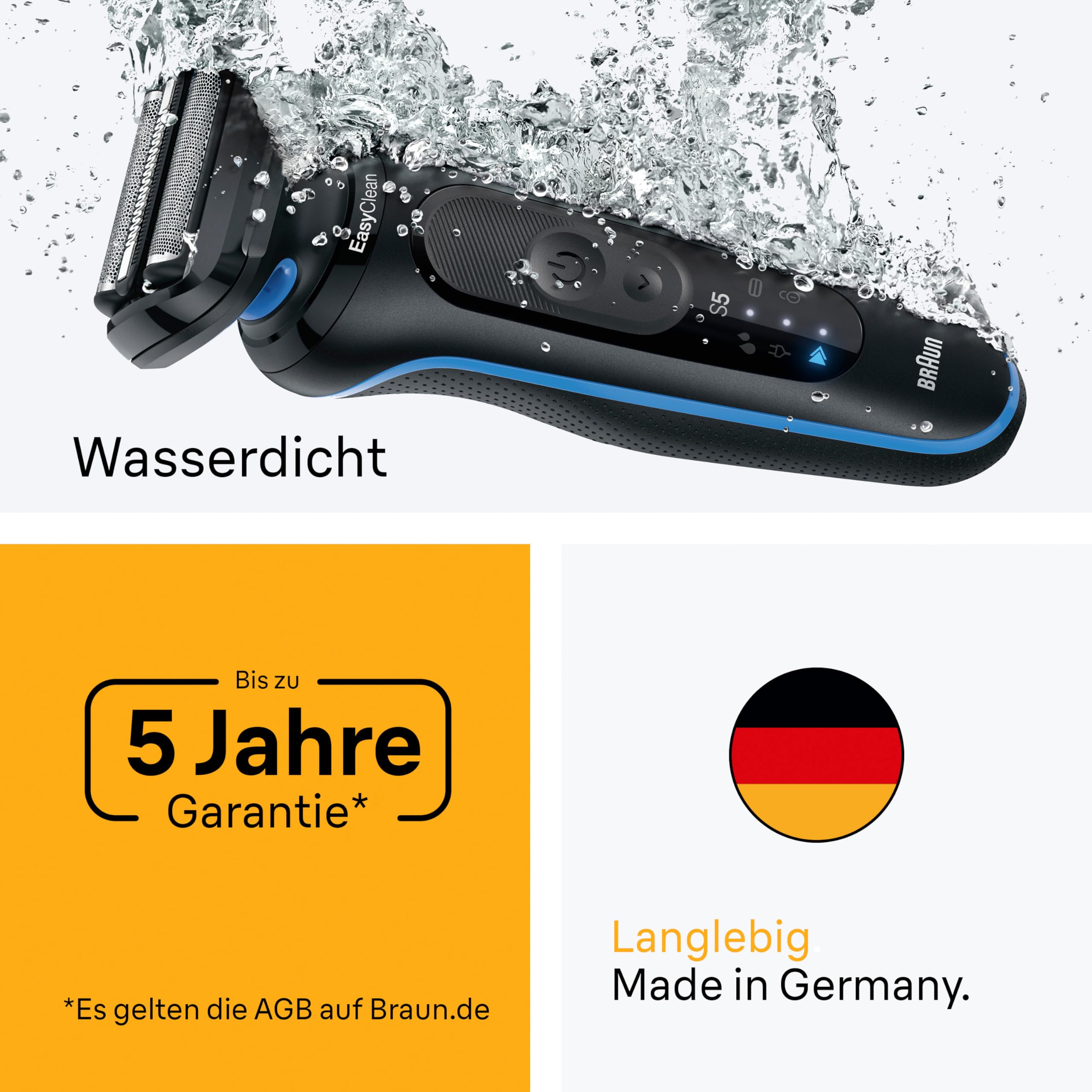 BRAUN Series 5 Elektrorasierer +2 Aufsätze, 52-B1650s Herrenrasierer