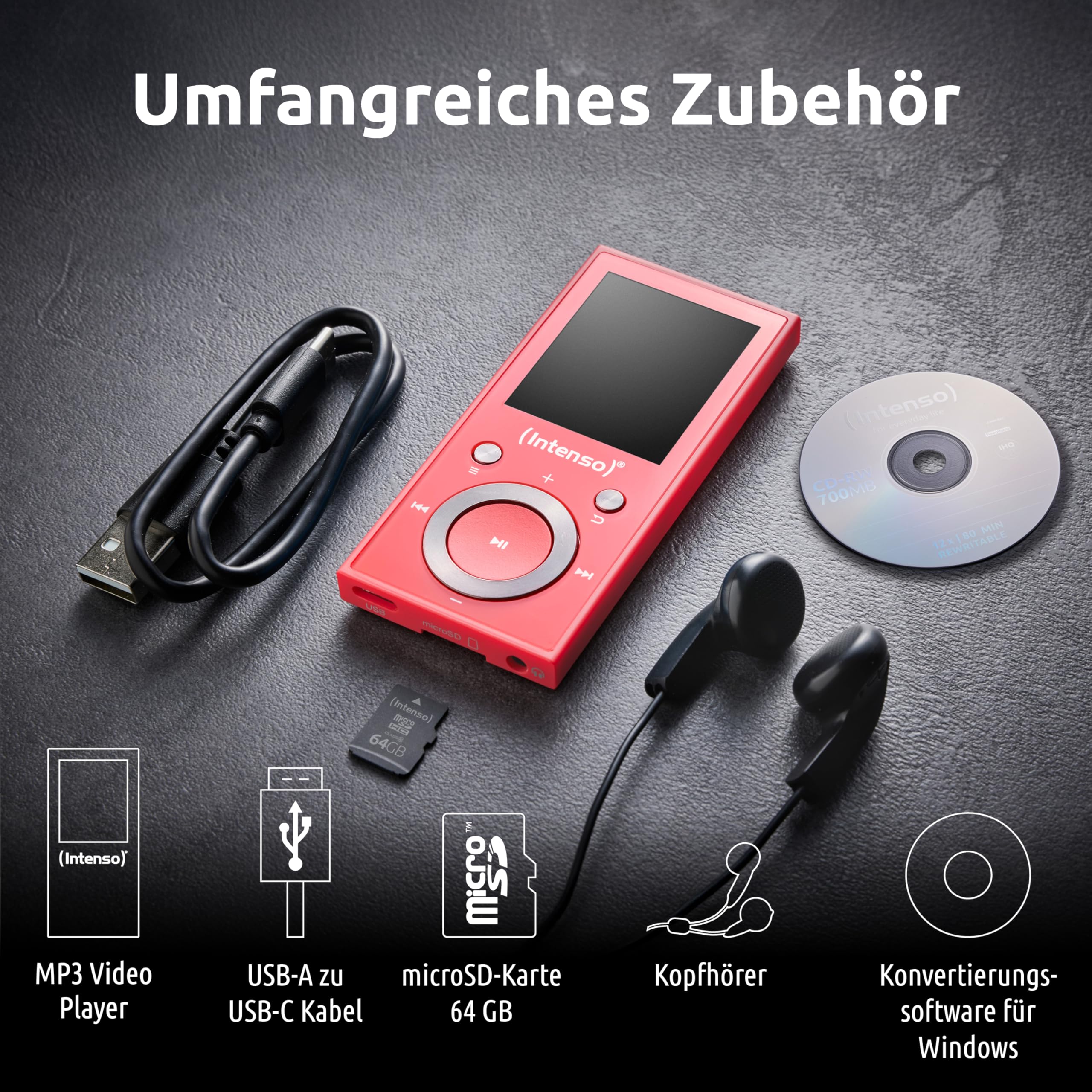 Intenso Video Scooter BT MP3 Player mit Bluetooth 5.0, 1,8 Zoll Farbdisplay
