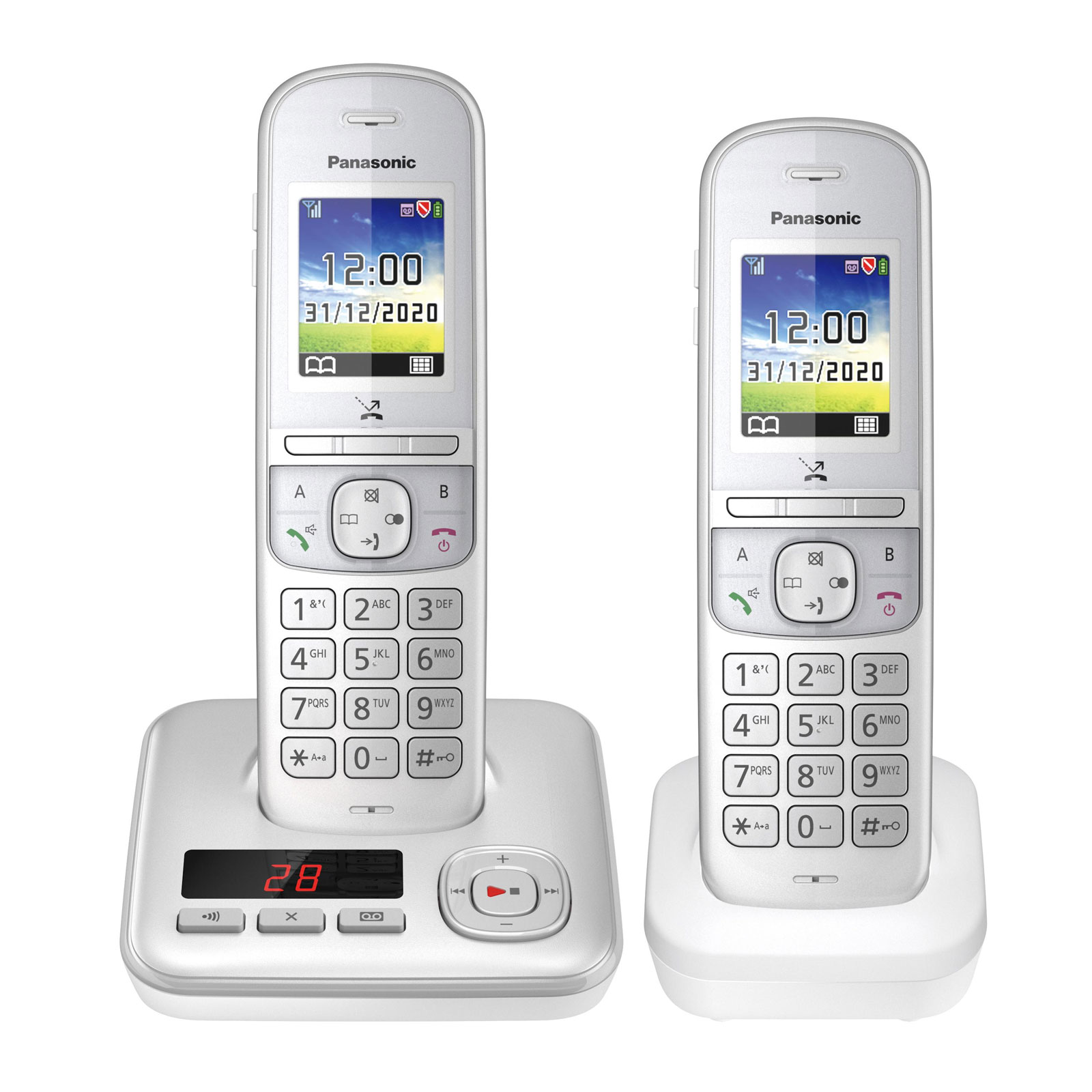 Panasonic KX-TGH722 GS GG Schnurlostelefon Duo mit Anrufbeantworter