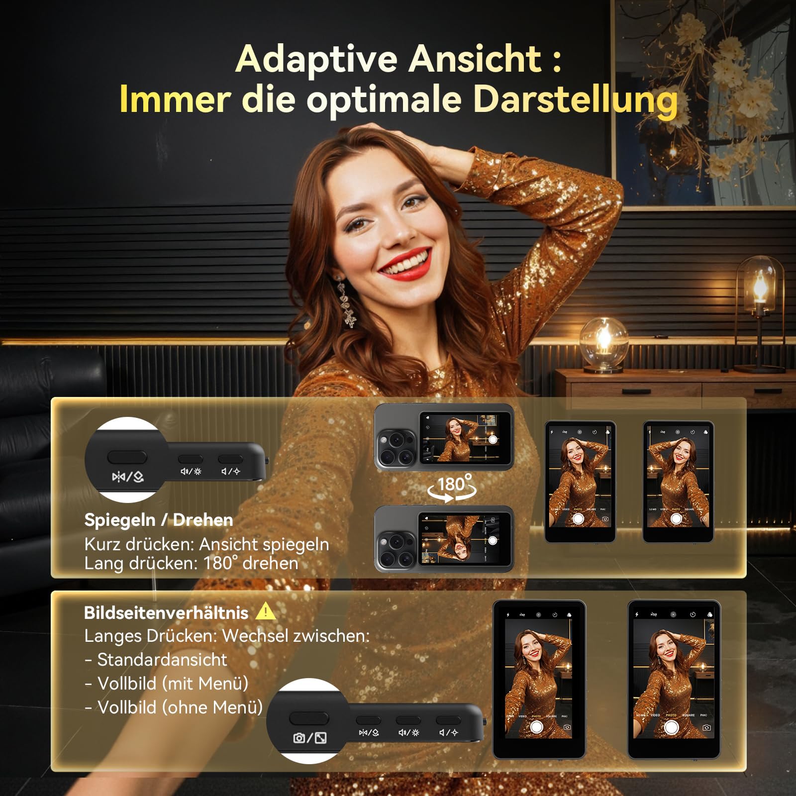 Rollei Easy Creator Selfie Monitor 3,97" Smartphone Rückkamera Magnetisch