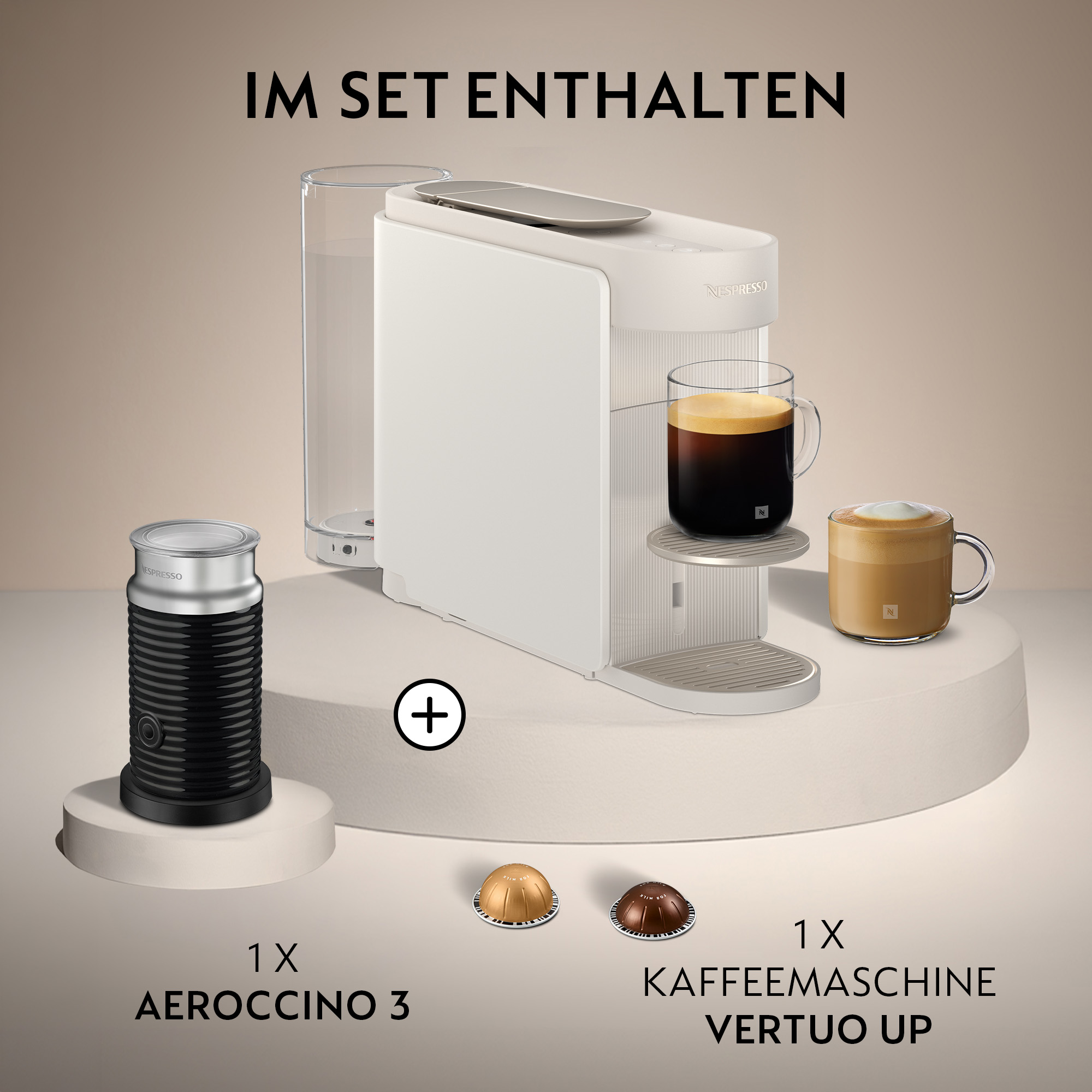 Nespresso DeLonghi  Vertuo Up ENV200.W  inkl. Aeroccino 3 Milchaufschäumer