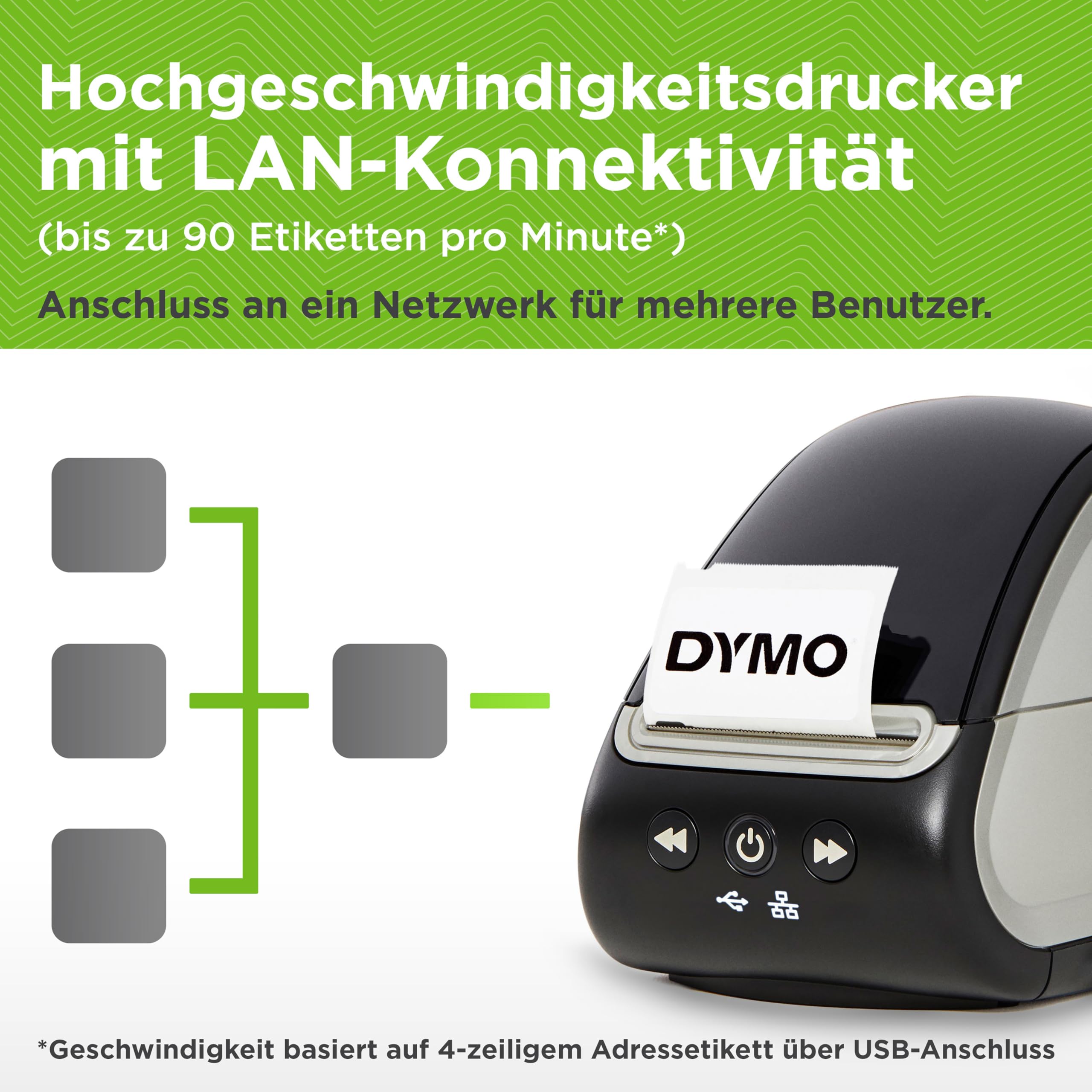Dymo LabelWriter 550 Turbo Netzwerkfähig 90Stk/Min Etikettendrucker