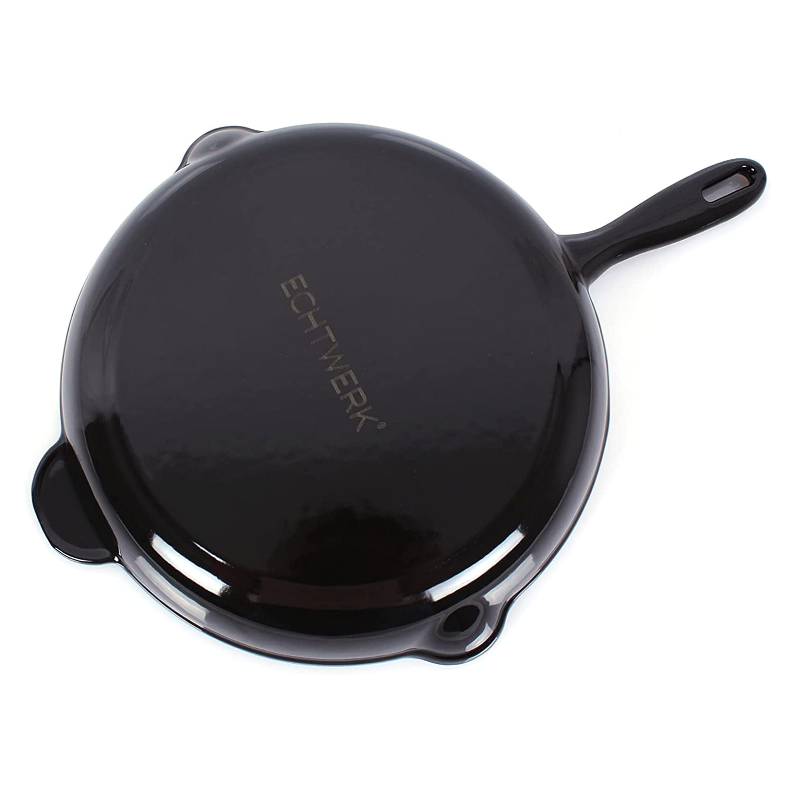 Echtwerk Bratpfanne Gusseisen Emaille-Beschichtung Gusseisenpfanne mit zwei Griffen Creme, Ø 26,5 cm,