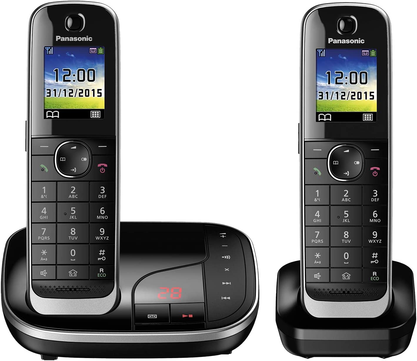 Panasonic KX-TGJ 322 GB schwarz Schnurloses-Telefon mit Anrufbeantworter und 2 Mobilteilen