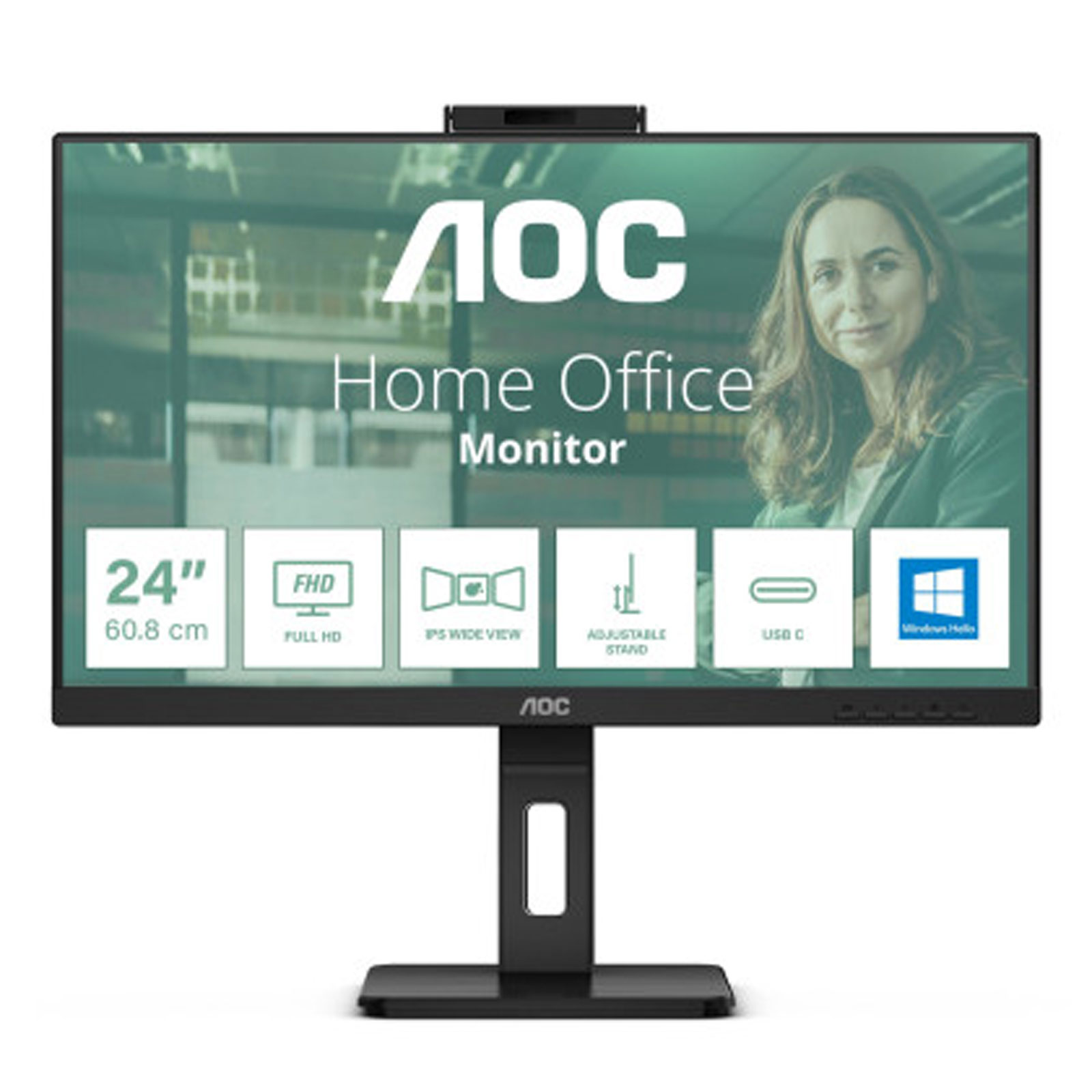 AOC Monitor 24P3CW, P3, Schwarz, 23,8 Zoll, Full HD, IPS, 75 Hz, 4 ms