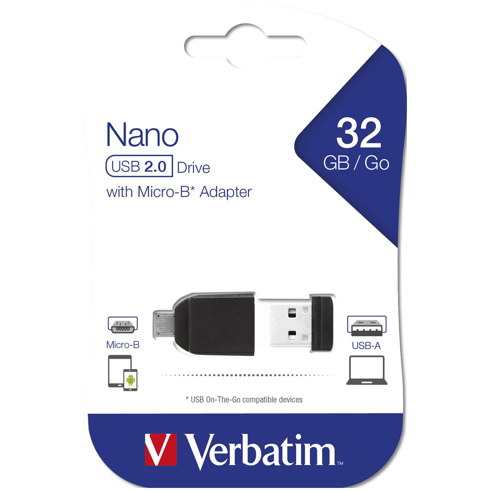 VERBATIM Store 'n' Stay Nano 32 GB mit Micro USB-Adapter schwarz USB-Stick
