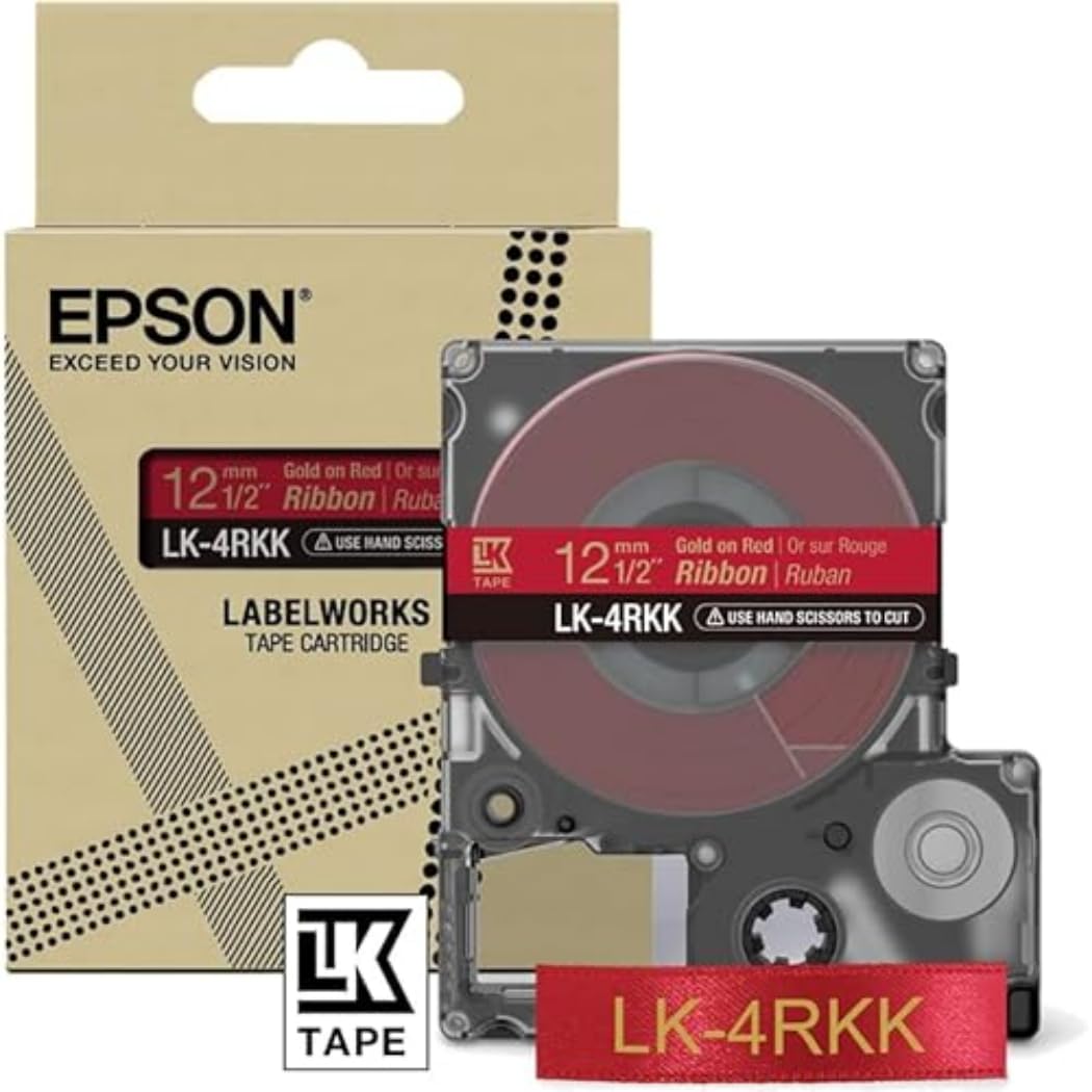 Epson LK-4RKK C53S654033, Satinband, Gold/Rot, 5 m Schriftband