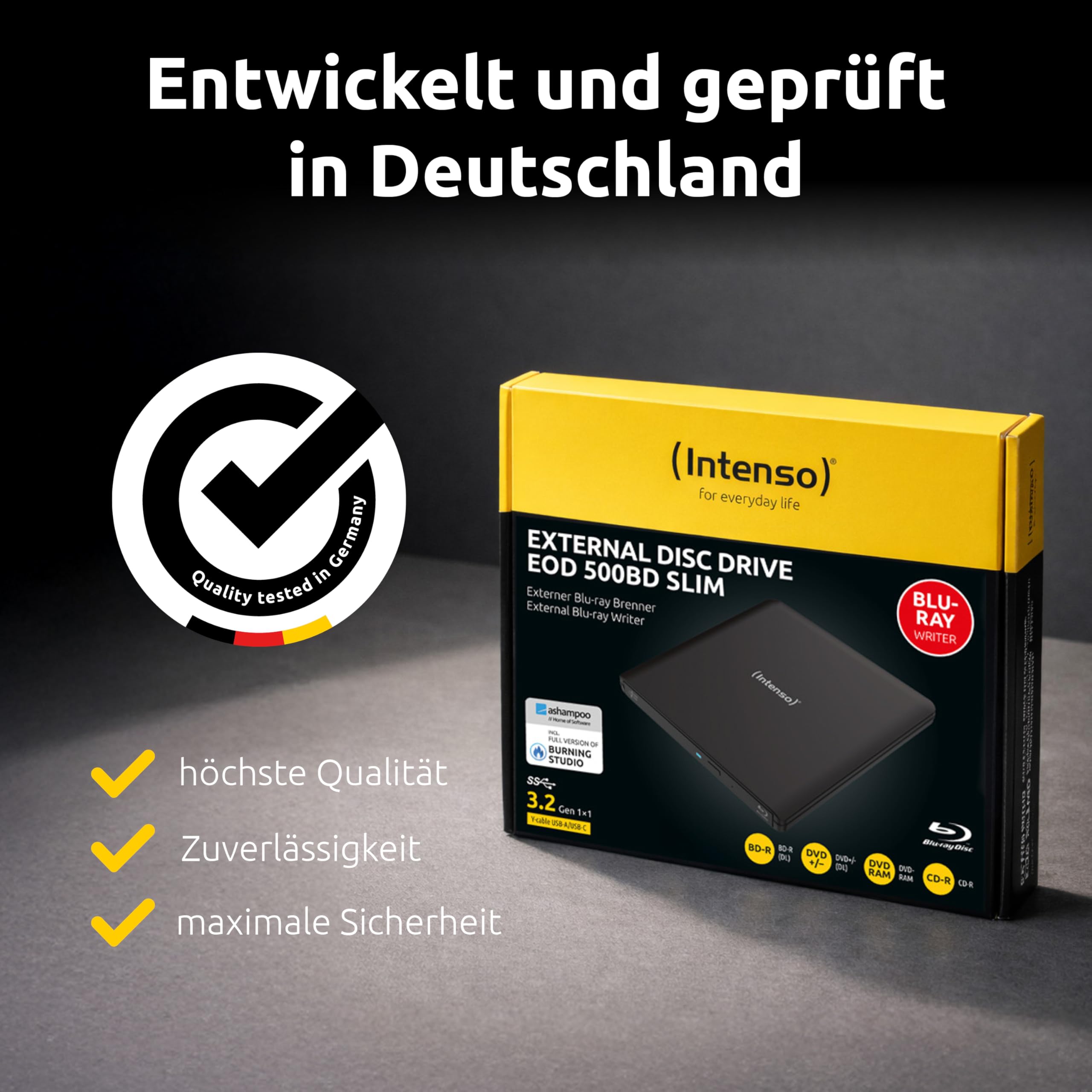 Intenso EOD 500BD Slim Blu-Ray Brenner, Schwarz GTIN (EAN): 4034303037315