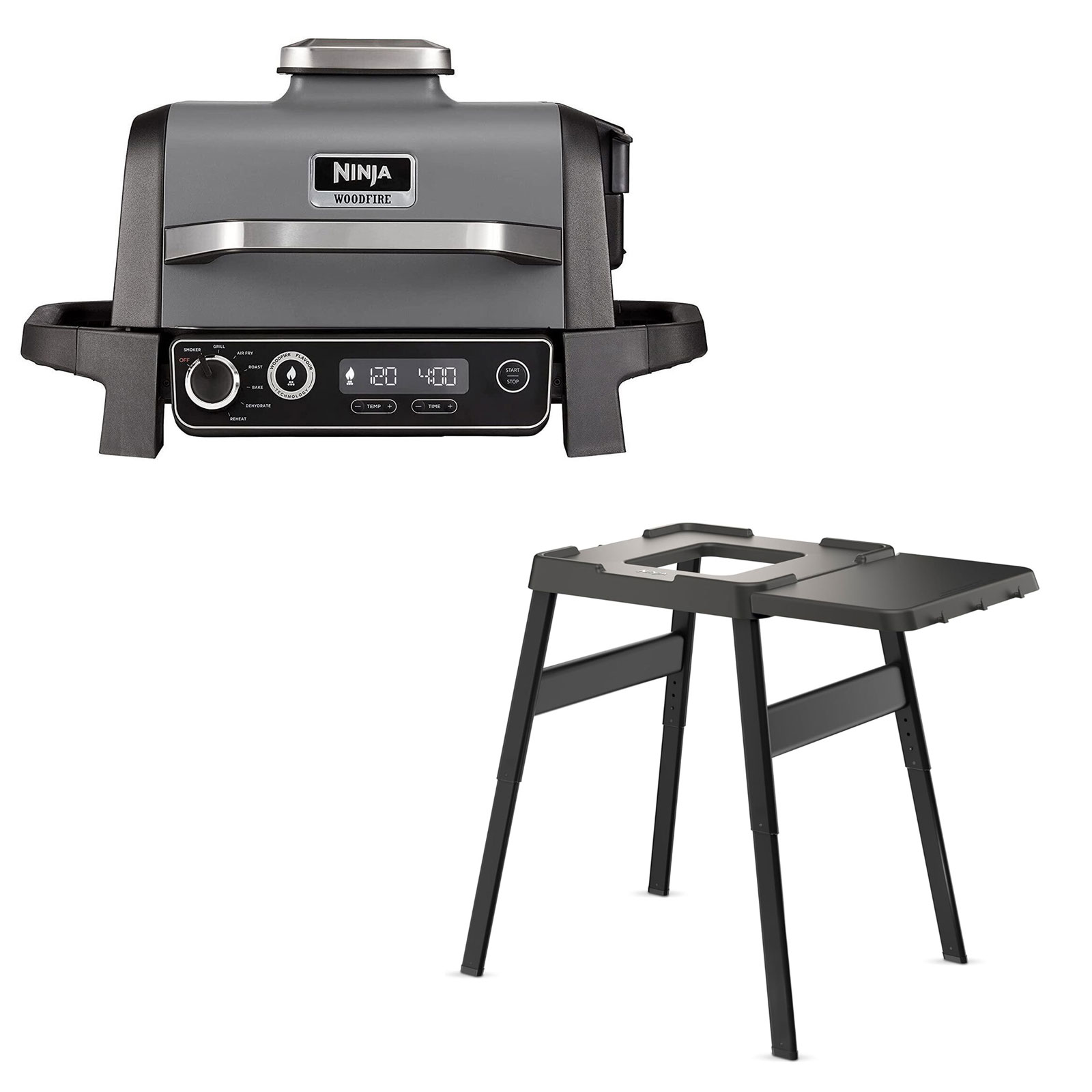 Ninja OG701DE Woodfire Outdoor Tischgrill + Grillständer