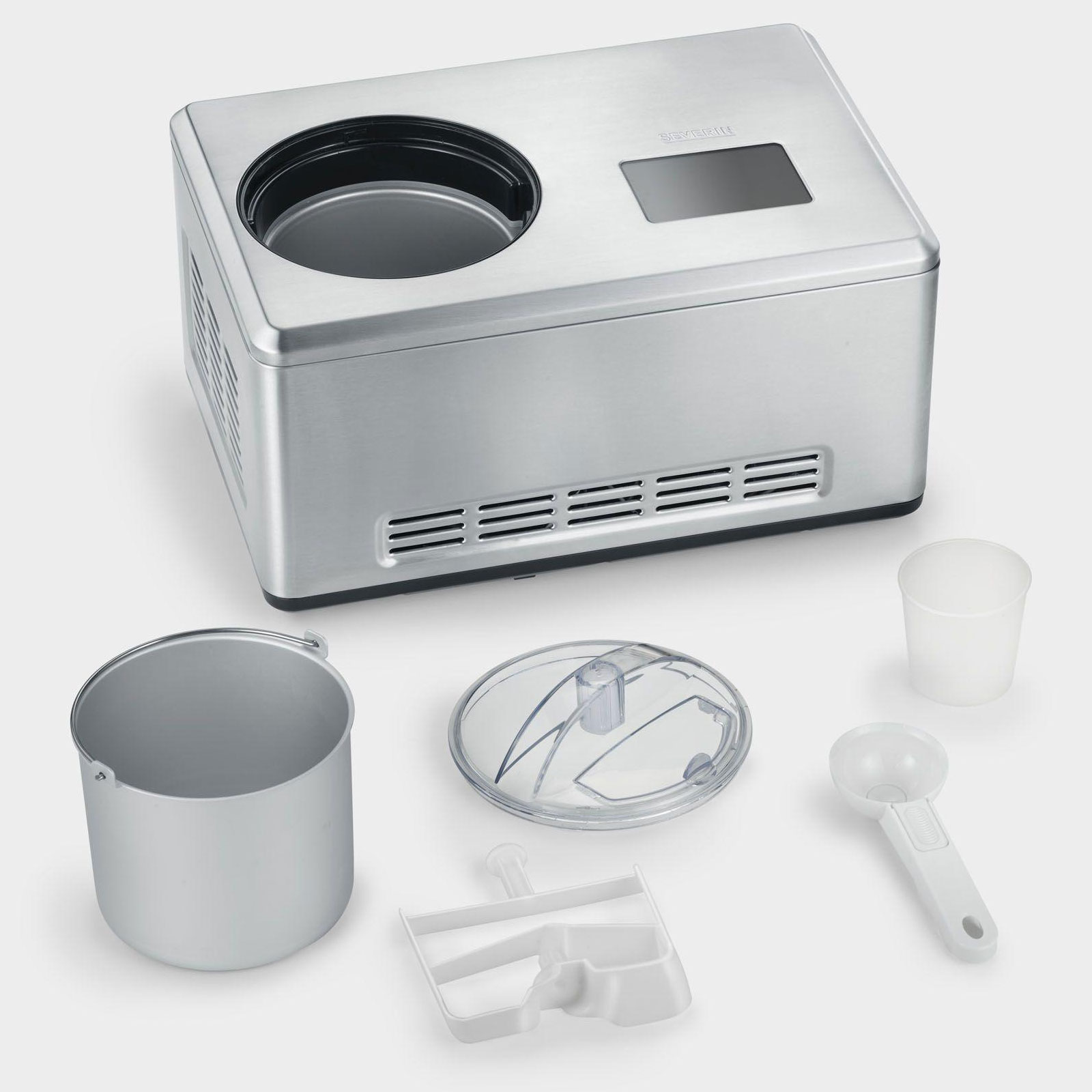 Severin EZ 7405 2-in-1-Eismaschine mit Joghurt-Funktion gebürsteter Edelstahl