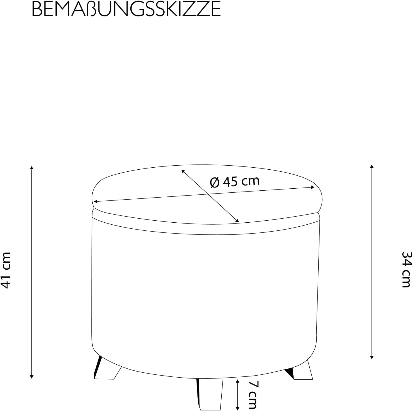 Echtwerk Sitzhocker mit Stauraum Mary 45 x 45 x 41 cm