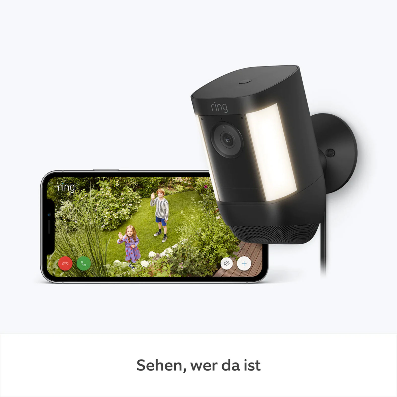Ring Spotlight Cam Pro Plug-in, Schwarz Außenkamera (Überwachungskamera, WLAN, Amazon Alexa)