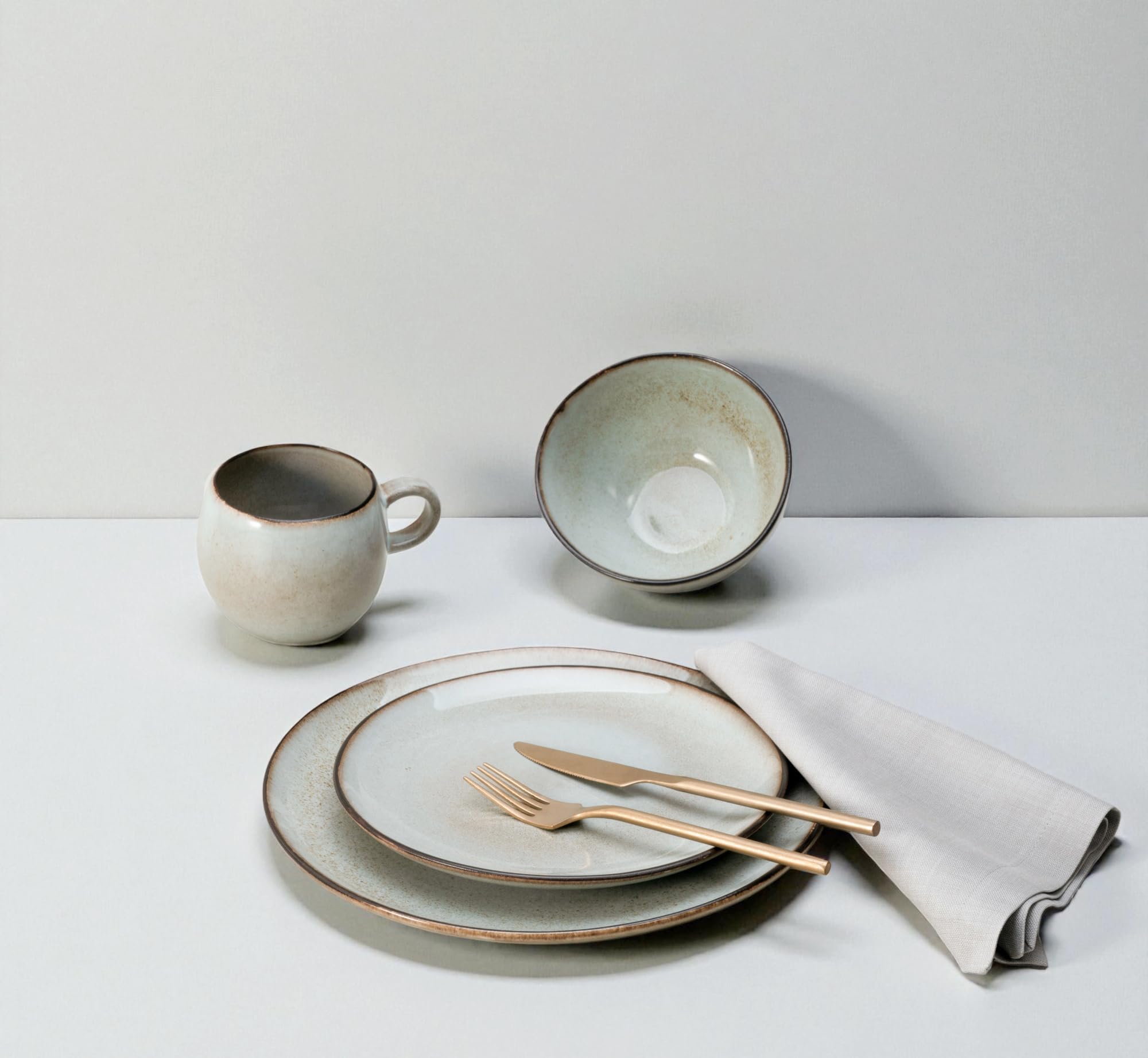 CreaTable, 25071, Serie Stone Town Grey, 16-teiliges Geschirrset für 4 Personen