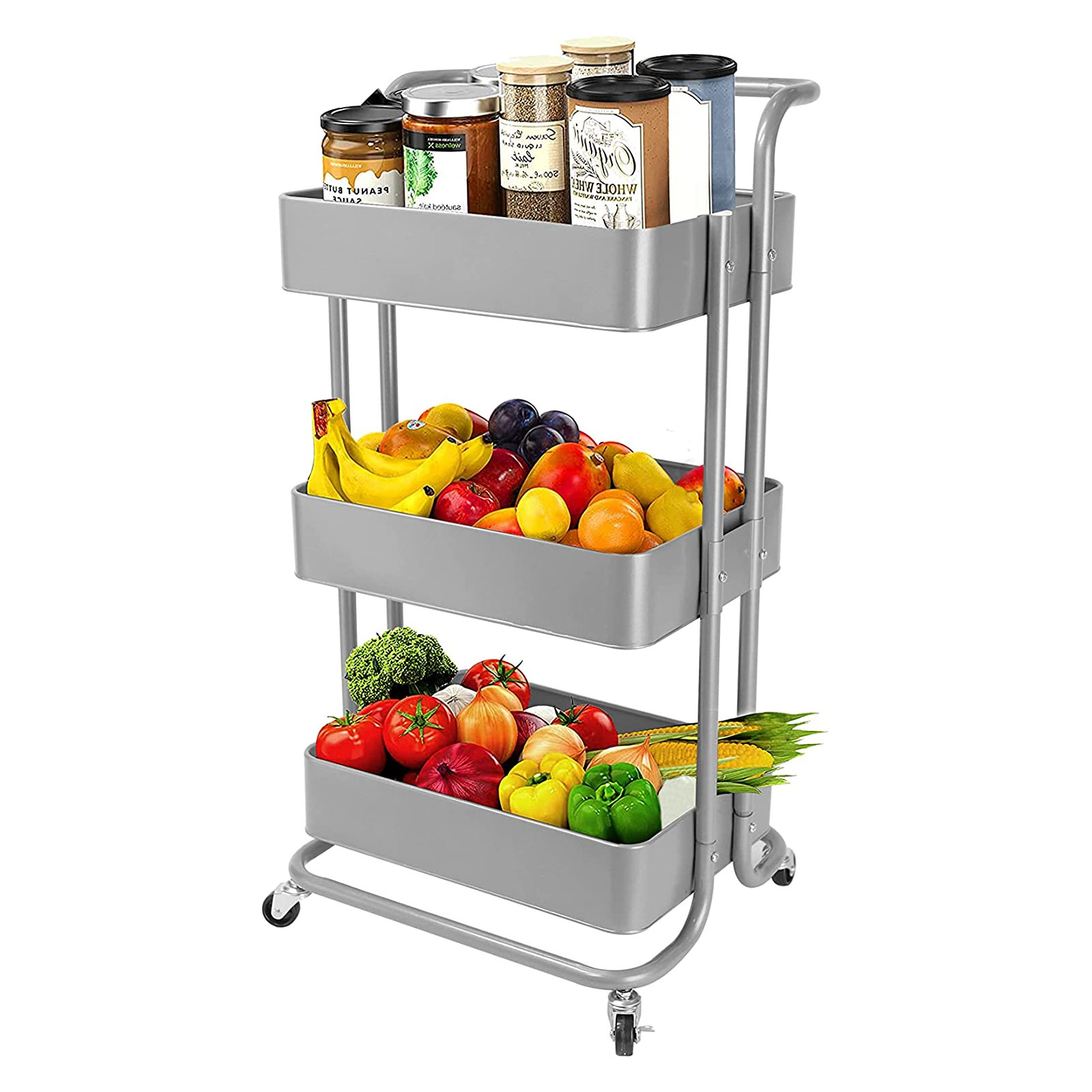 ECHTWERK Küchen & Servierwagen 3 Ebenen Schiebegriff 