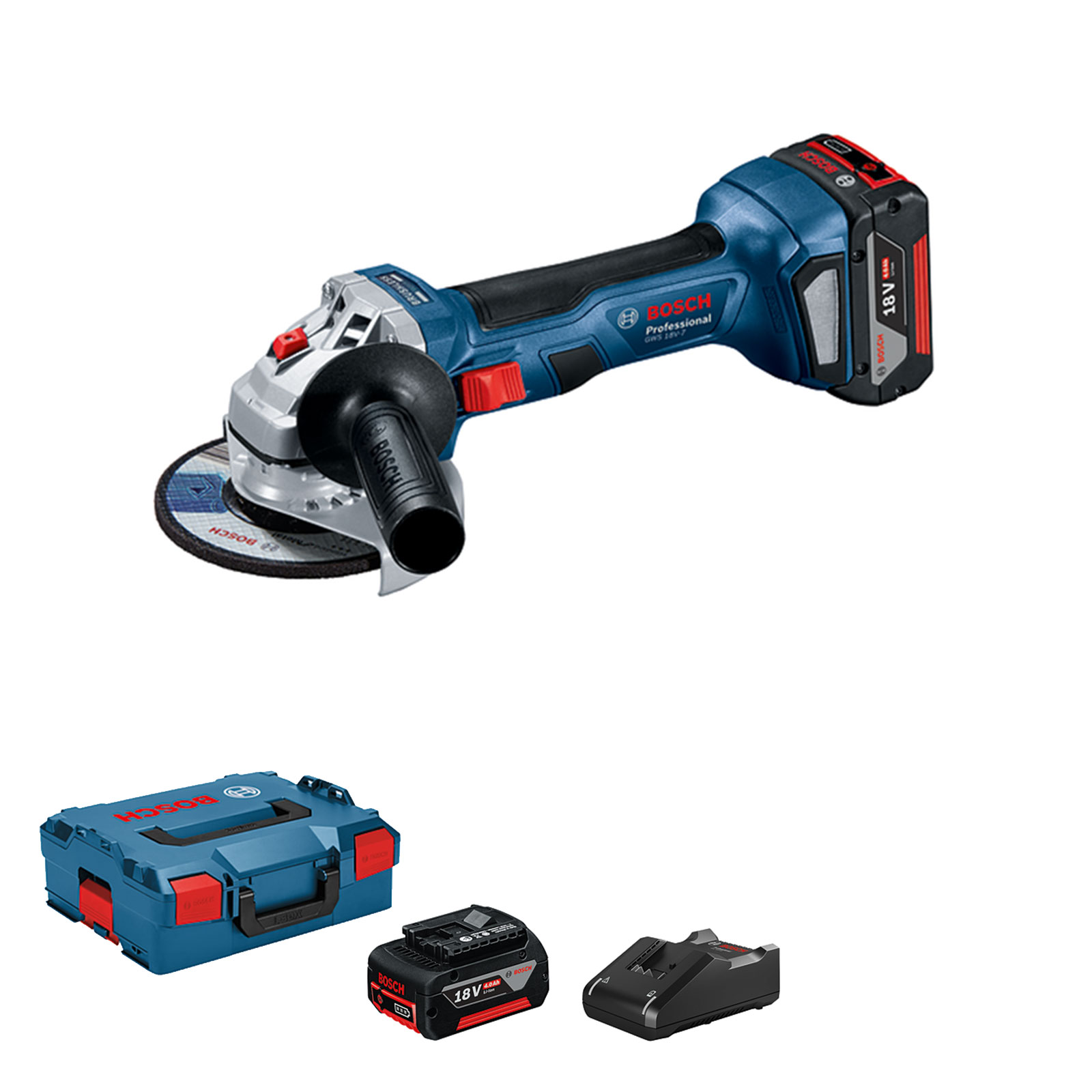 Bosch Professional GWS 18V-7 Winkelschleifer (Akku)