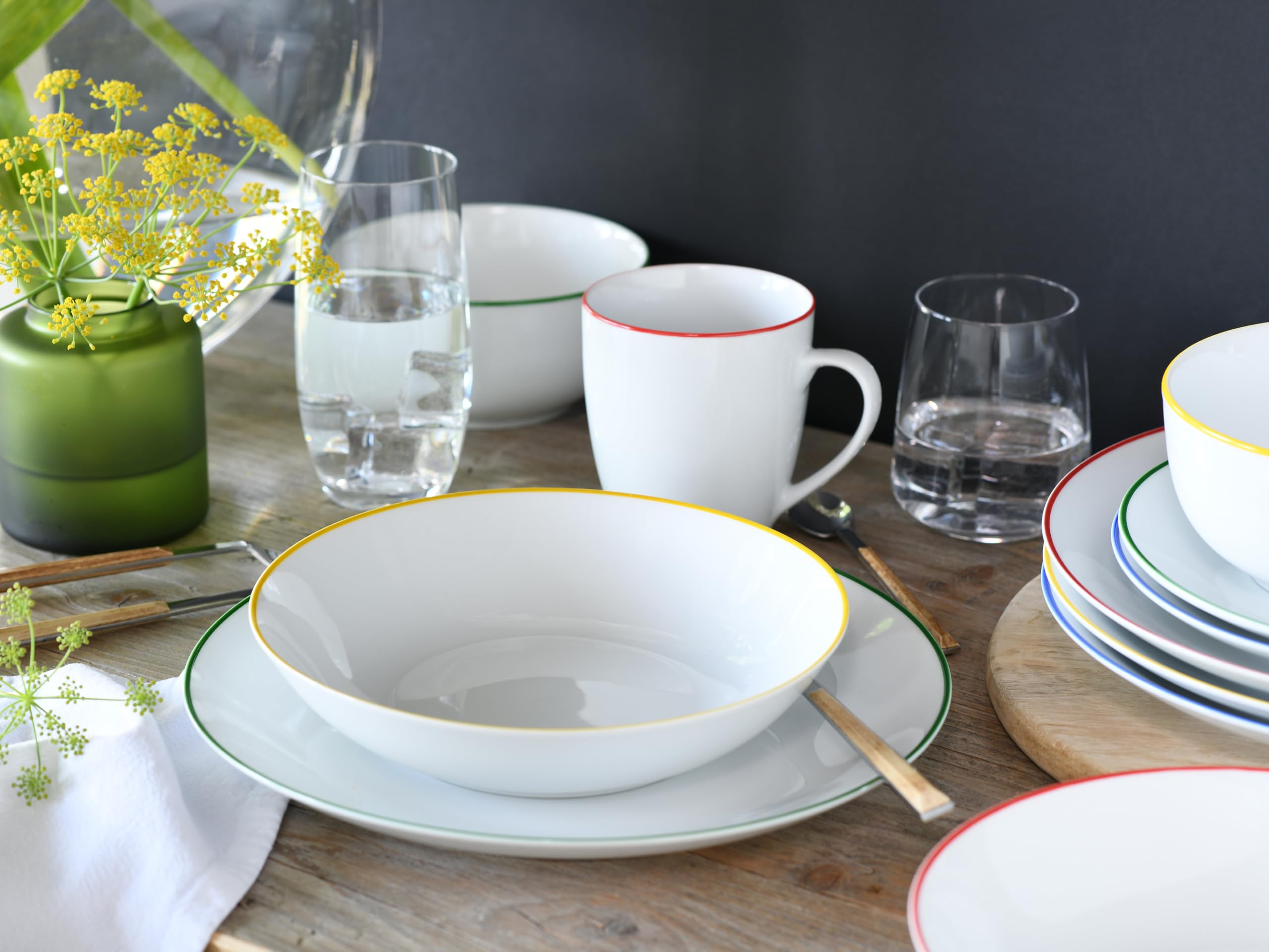 CreaTable Kombiservice 24056 Serie Luna Color Line 24-teiliges 4 Personen