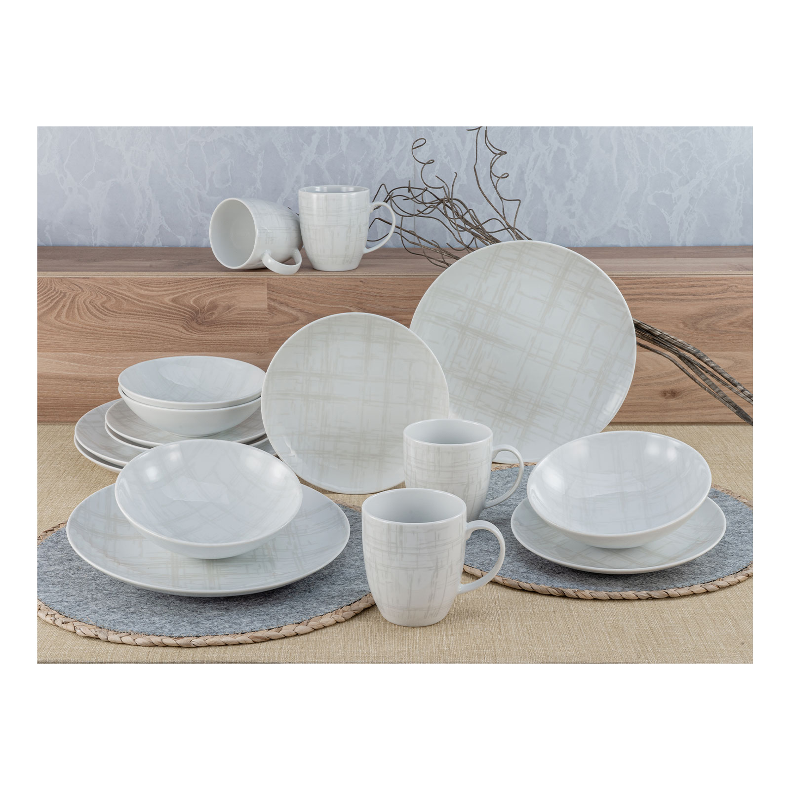 CreaTable, 25866, Serie Shabby Chic - Serie Home , Geschirrset, Kombiservice 16 teilig
