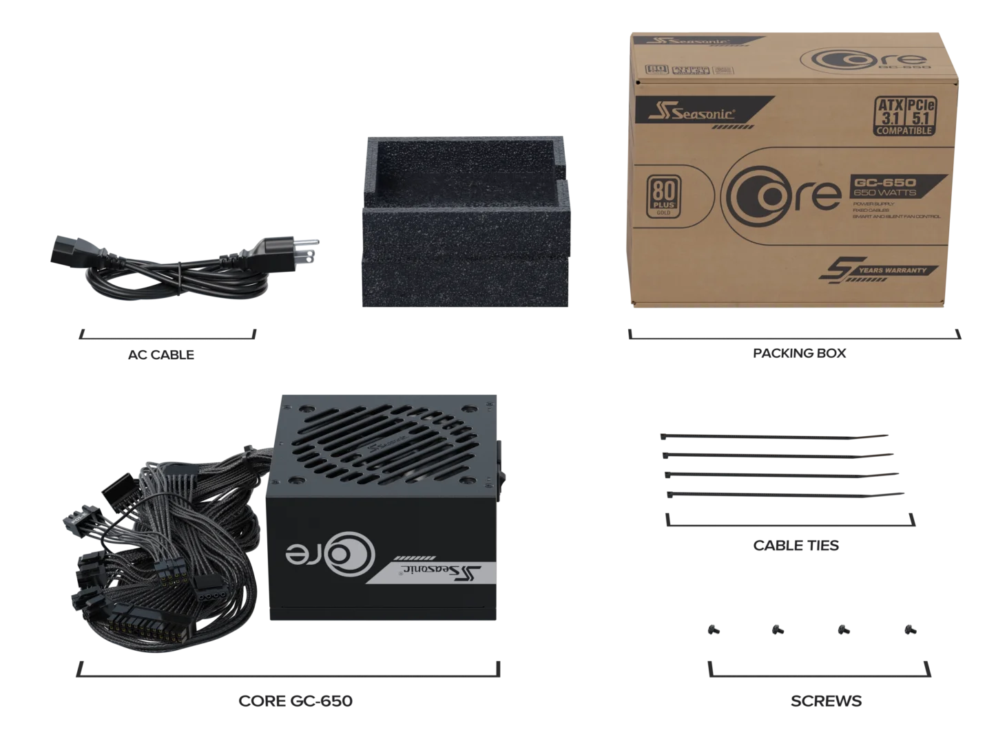 Seasonic 650W CORE GC-650 ATX 3.1 (80+Gold)