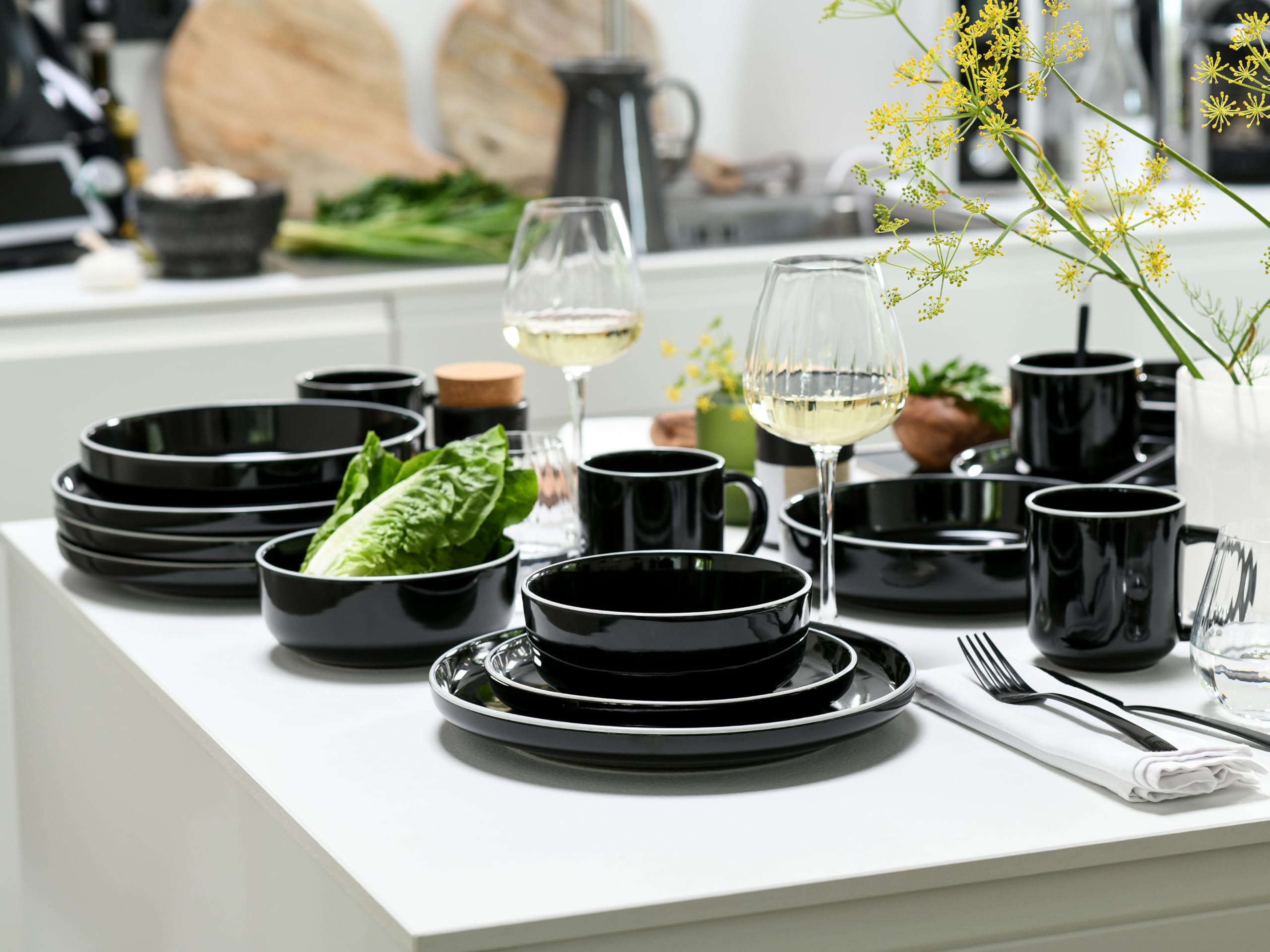 CreaTable 24802 Kombiservice Serie Nordic Gourmet Schwarz 10-tlg. 2 Personen