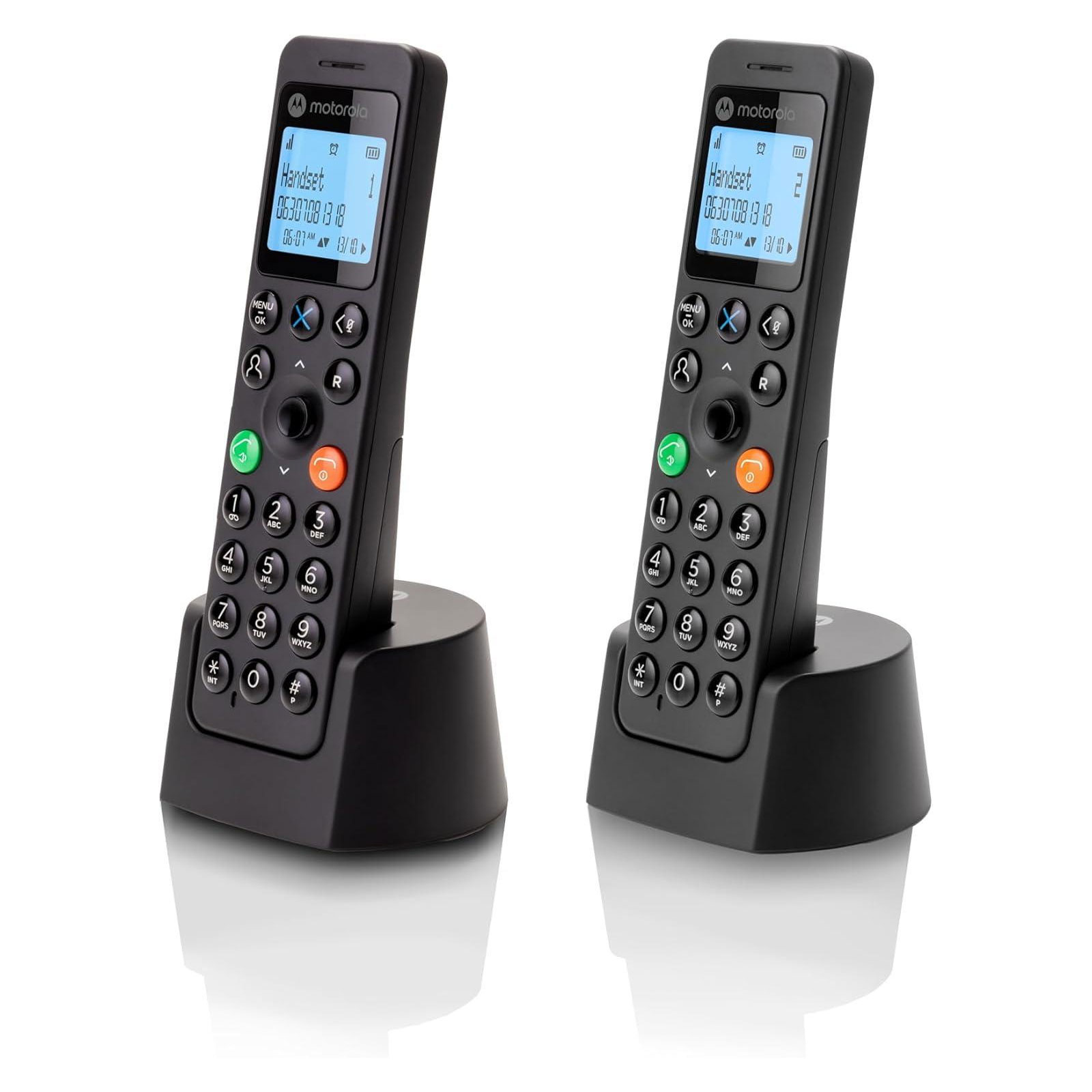 Motorola DOT202 Twin, Schwarz Schnurloses Telefon (2 Mobilteil, ohne Basisstation, DECT)
