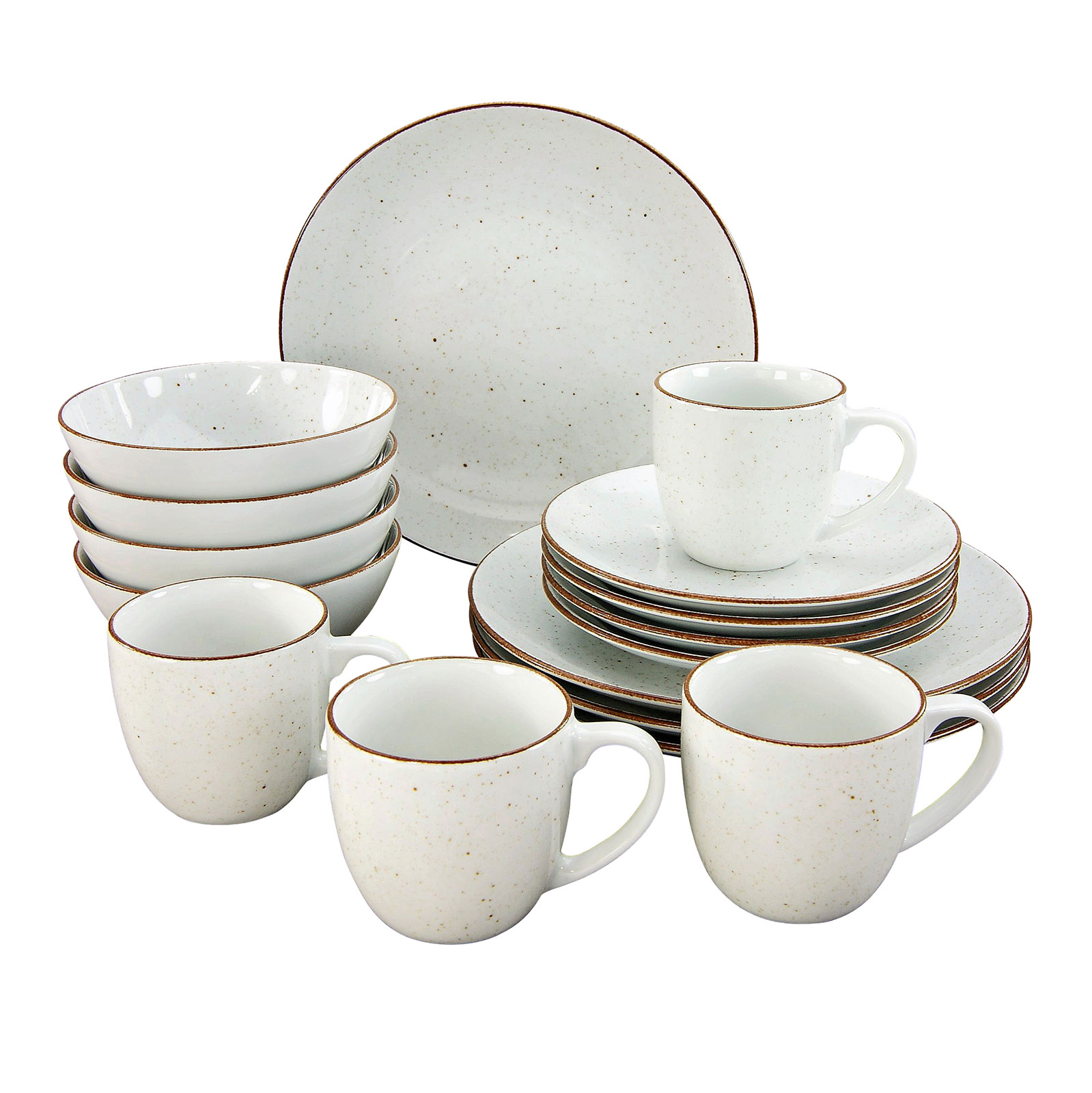 CreaTable, 20317, Serie VINTAGE NATURE weiss, Geschirrset Kombiservice 16 teilig